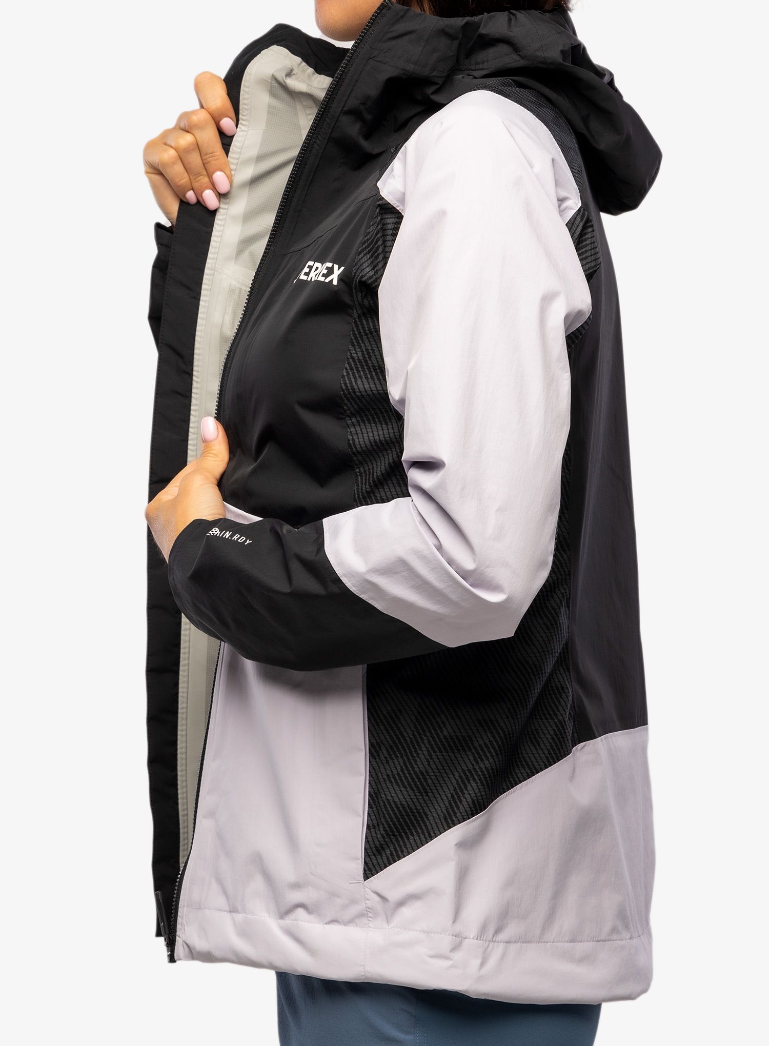 Dámská bunda do deště adidas TERREX Xperior Hybrid Primeknit Rain Jkt - silver dawn/black