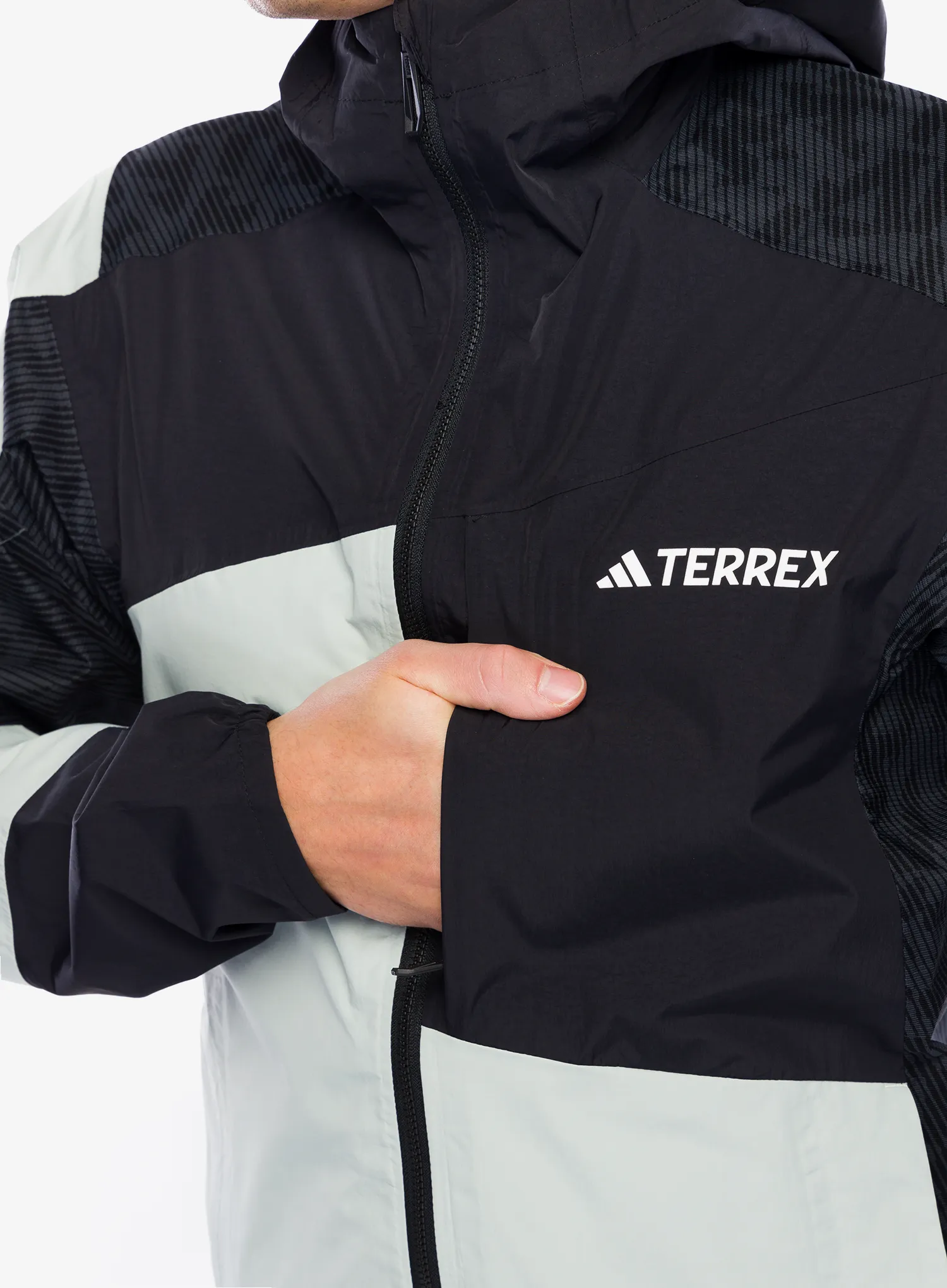 Pánská bunda do deště adidas TERREX Xperior Hybrid Primeknit Rain Jkt - wonsil/black