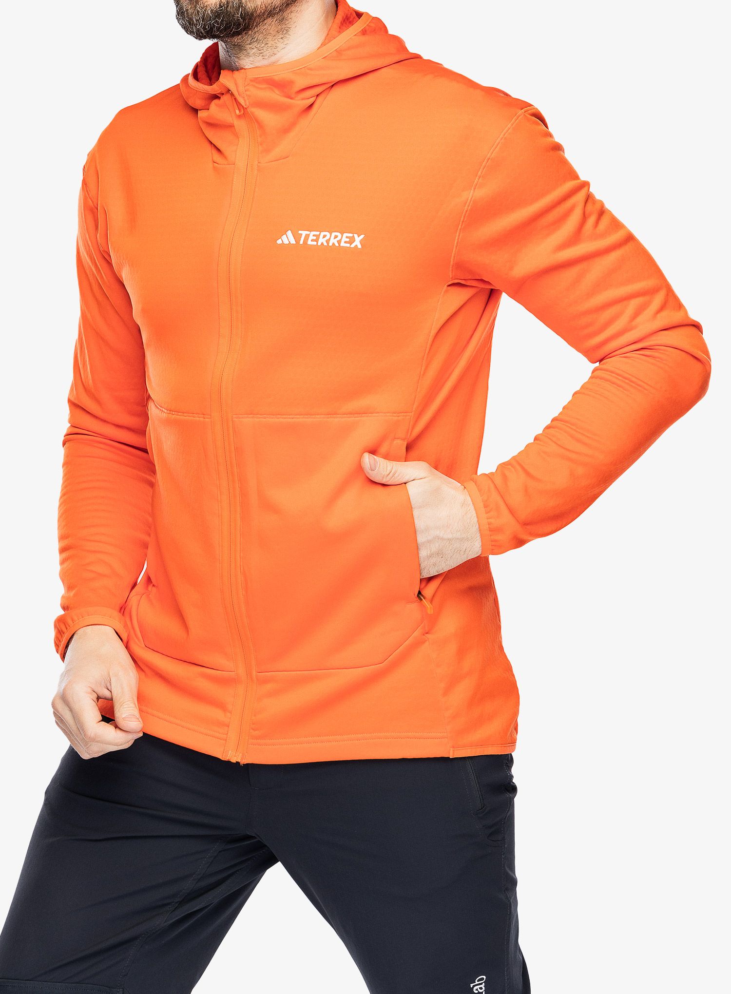 Outdoorova mikina adidas TERREX Xperior Light Fleece Hooded Jacket - semi impact orange