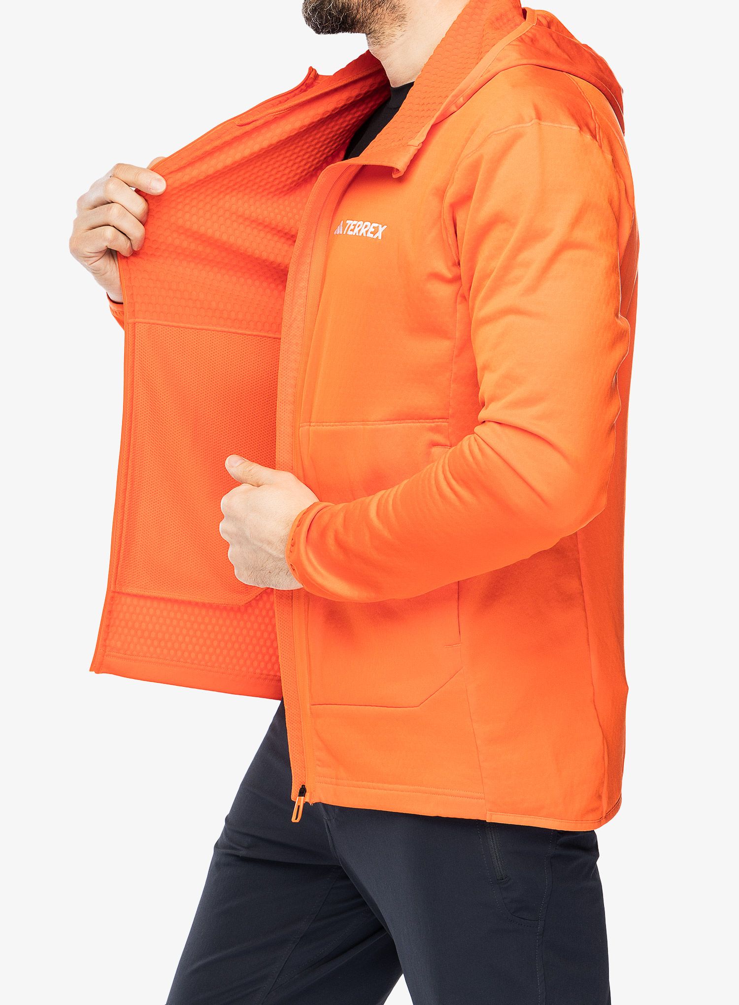 Outdoorova mikina adidas TERREX Xperior Light Fleece Hooded Jacket - semi impact orange