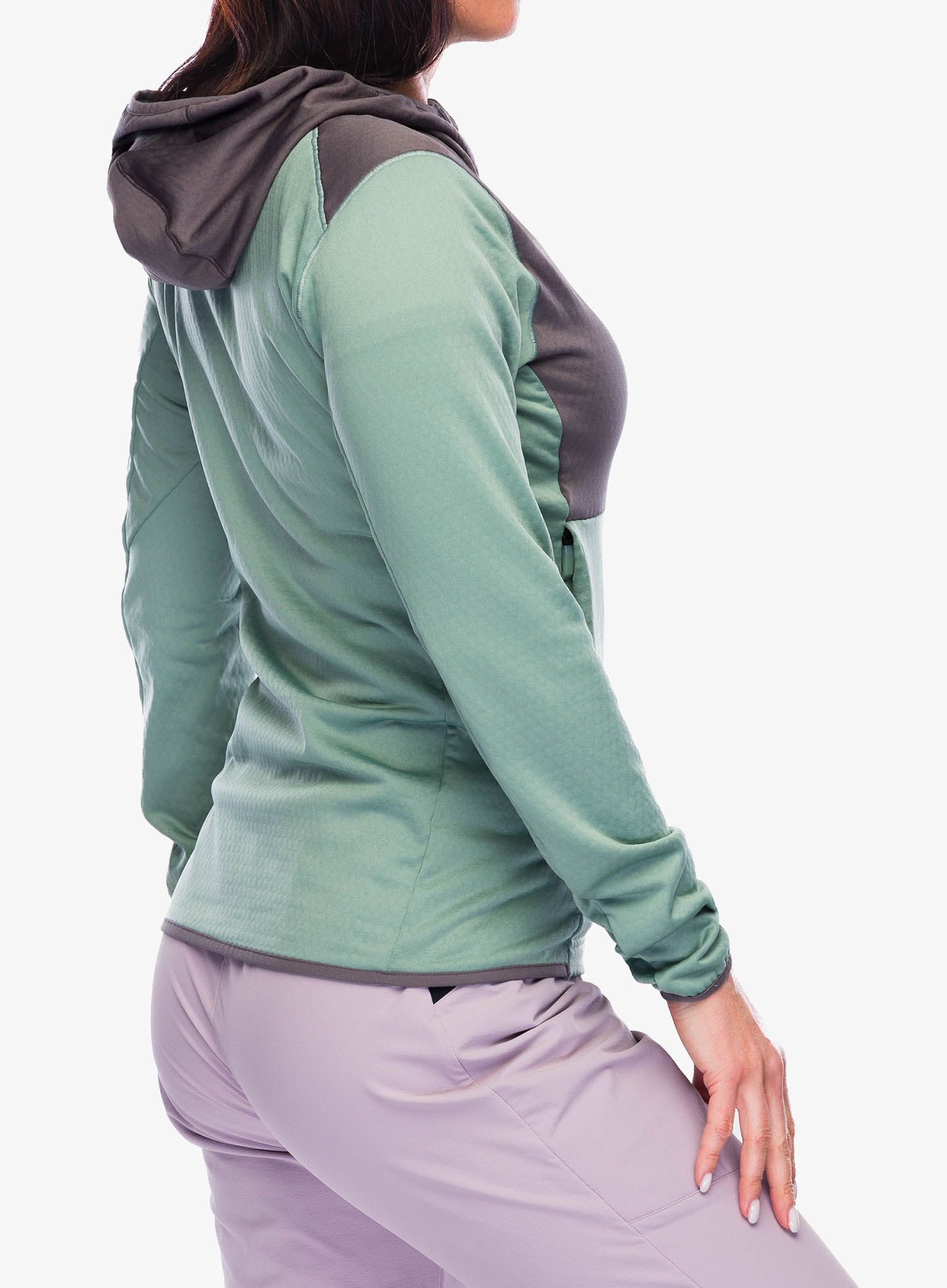 Outdoor mikina dámská adidas TERREX Xperior Light Fleece Hooded Jacket - silver green/charcoal