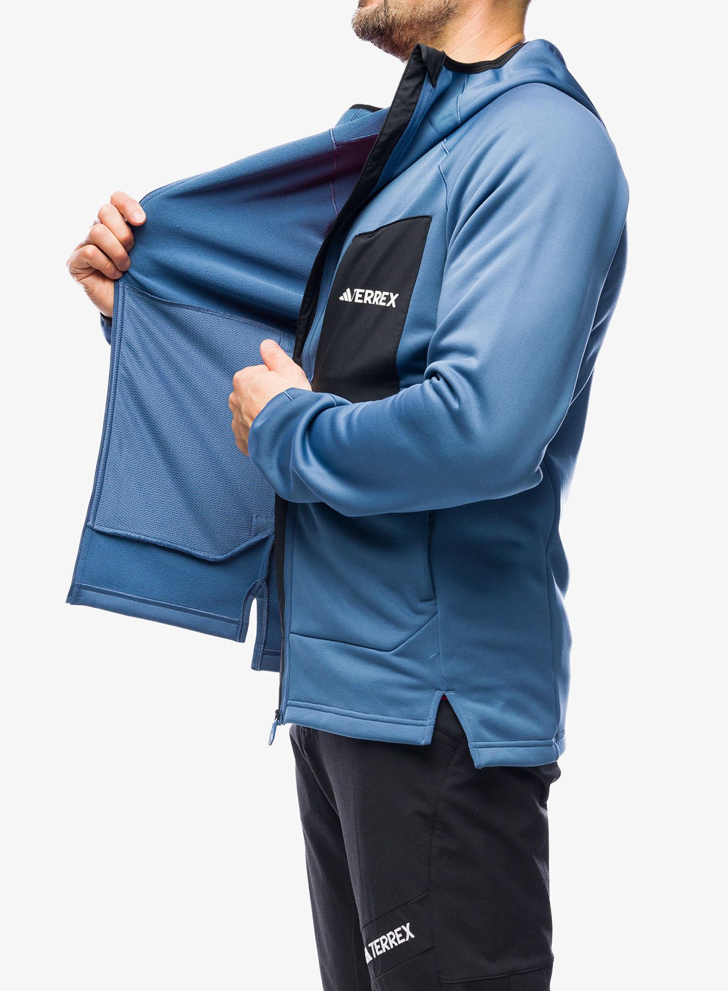 Fleece mikina adidas TERREX Xperior Medium Fleece Hooded Jacket - wonder steel/black