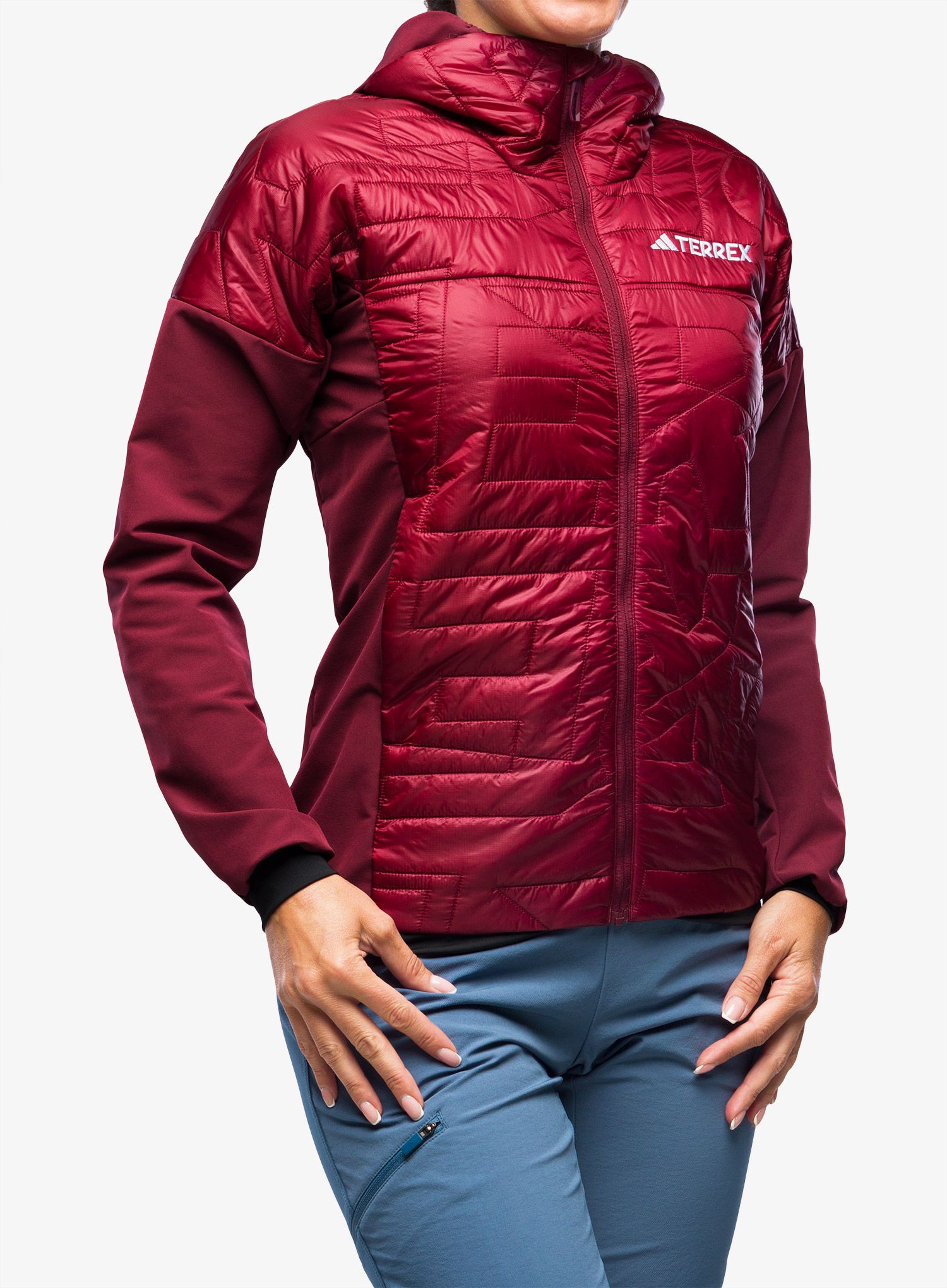 Hybridní bunda dámská adidas TERREX Xperior Varilite Hybrid PrimaLoft Jacket - shadow red