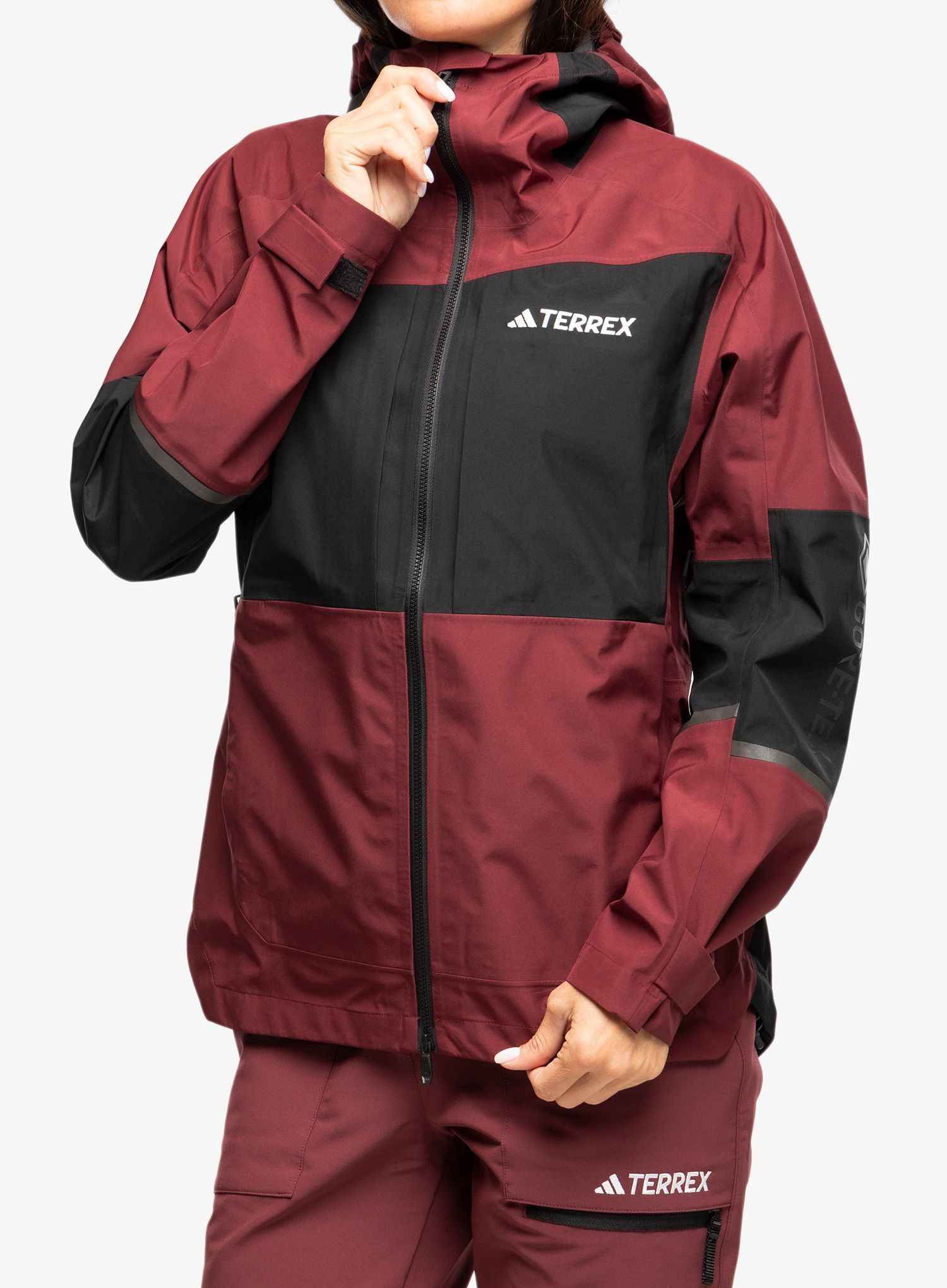 Dámská nepromokavá bunda s membránou adidas TERREX Xploric GORE-TEX Rain Jacket - shadow red/black
