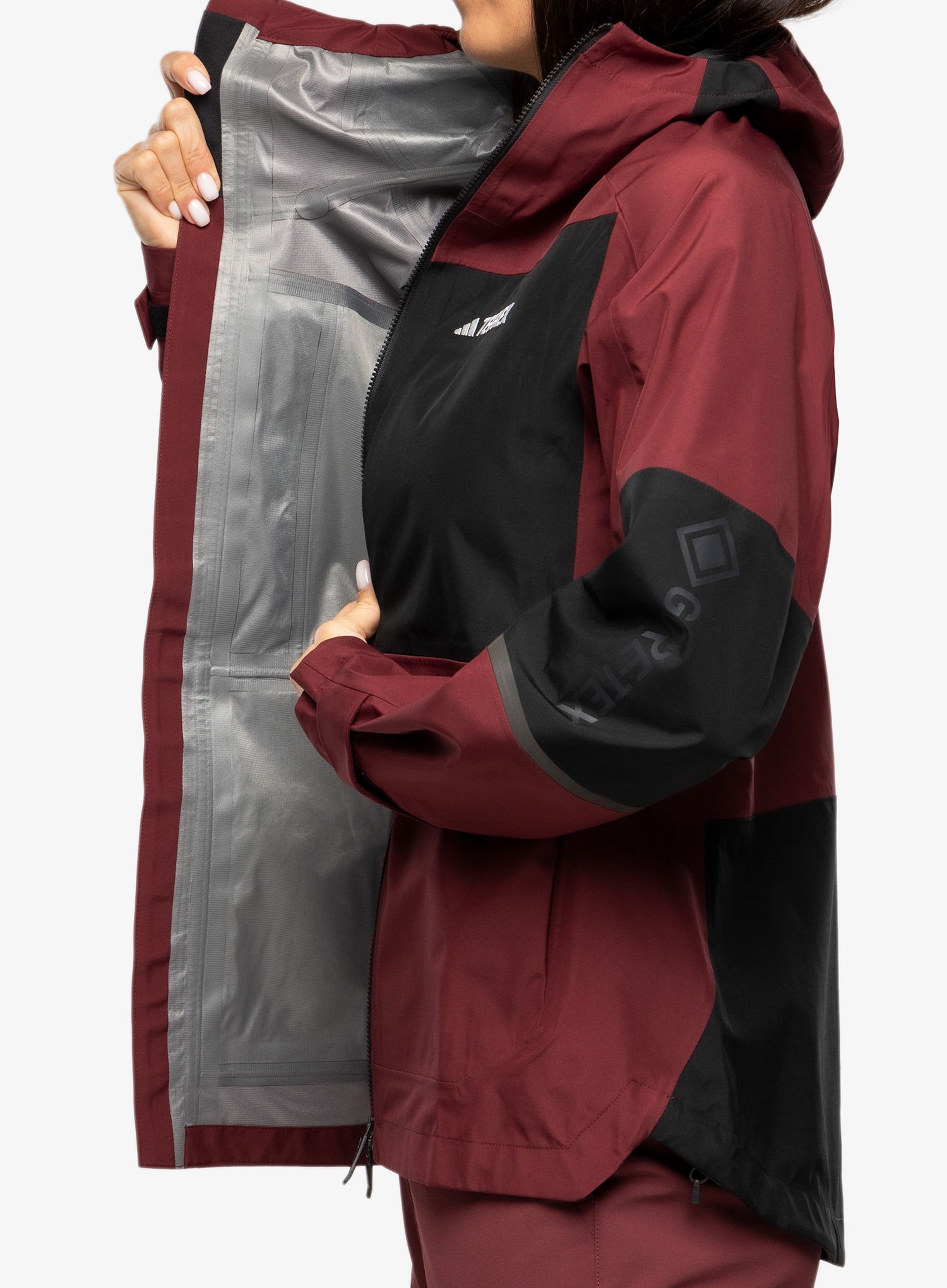 Dámská nepromokavá bunda s membránou adidas TERREX Xploric GORE-TEX Rain Jacket - shadow red/black