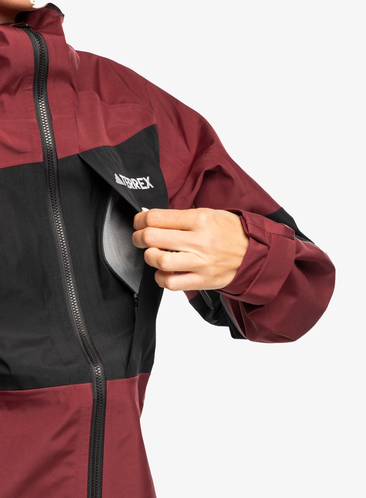 Dámská nepromokavá bunda s membránou adidas TERREX Xploric GORE-TEX Rain Jacket - shadow red/black