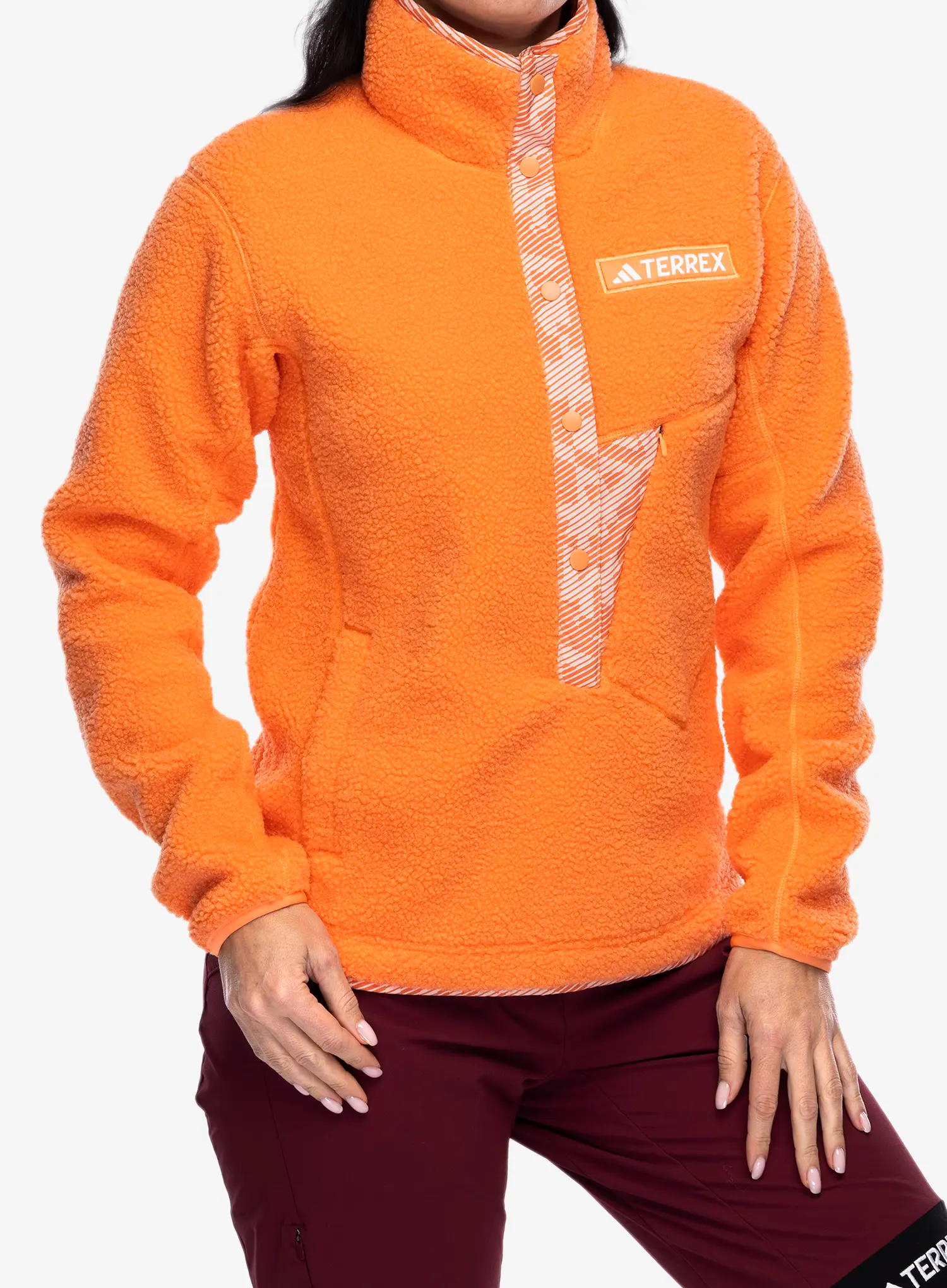 Fleecová mikina dámská adidas TERREX Xploric High Pile Fleece Pullover - amber tint