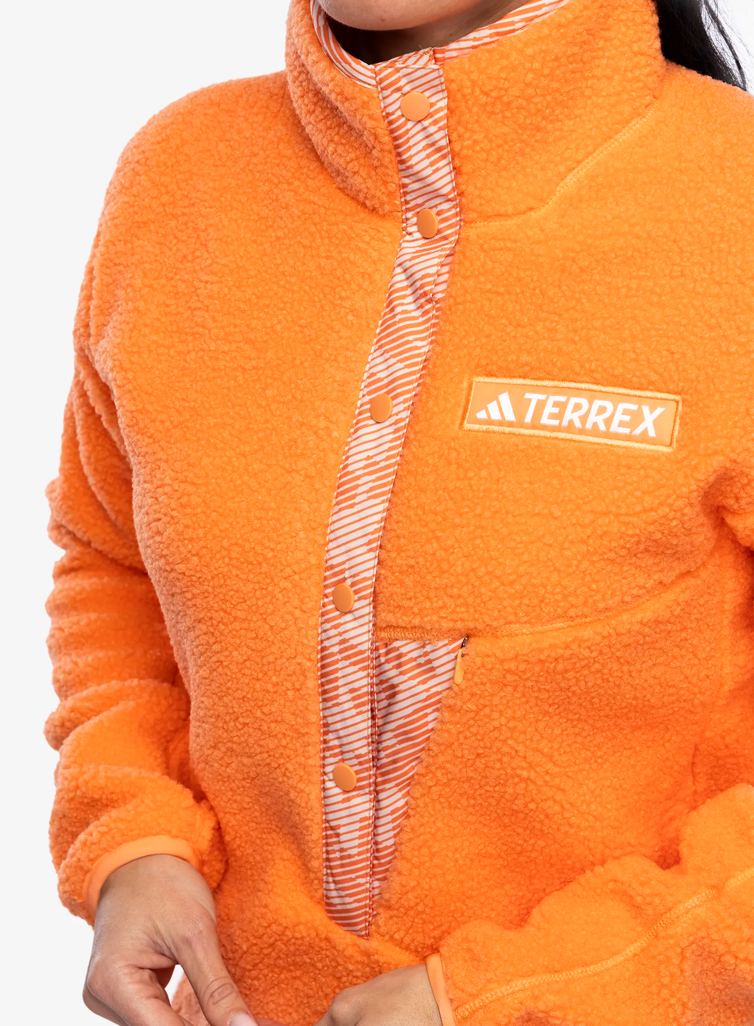 Fleecová mikina dámská adidas TERREX Xploric High Pile Fleece Pullover - amber tint