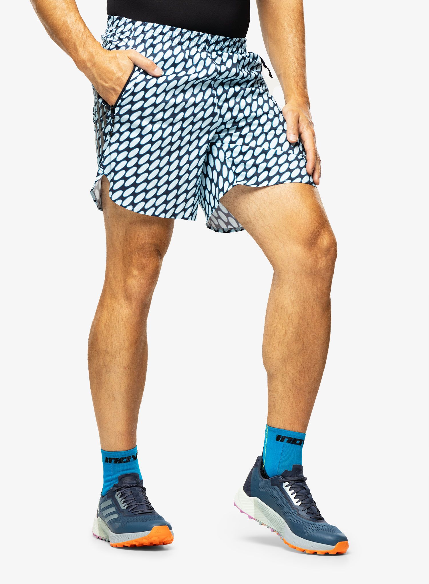 Pánské běžecké kraťasy adidas x Marimekko Run Icons 3-Stripes Shorts - ice blue/legend ink/blue