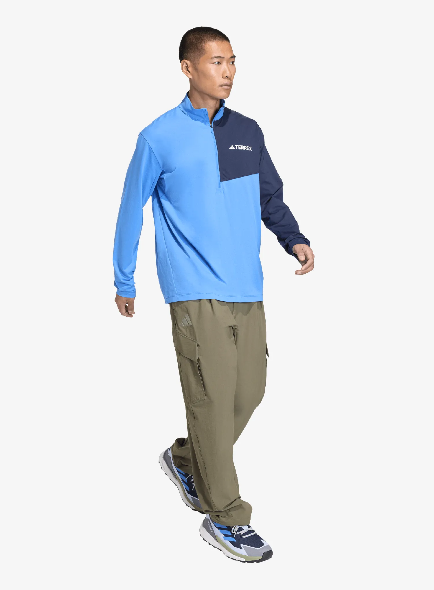 Mikina bez kapuce adidas TERREX Multi Climacool 1/2 Zip Long Sleeve Top - ray blue