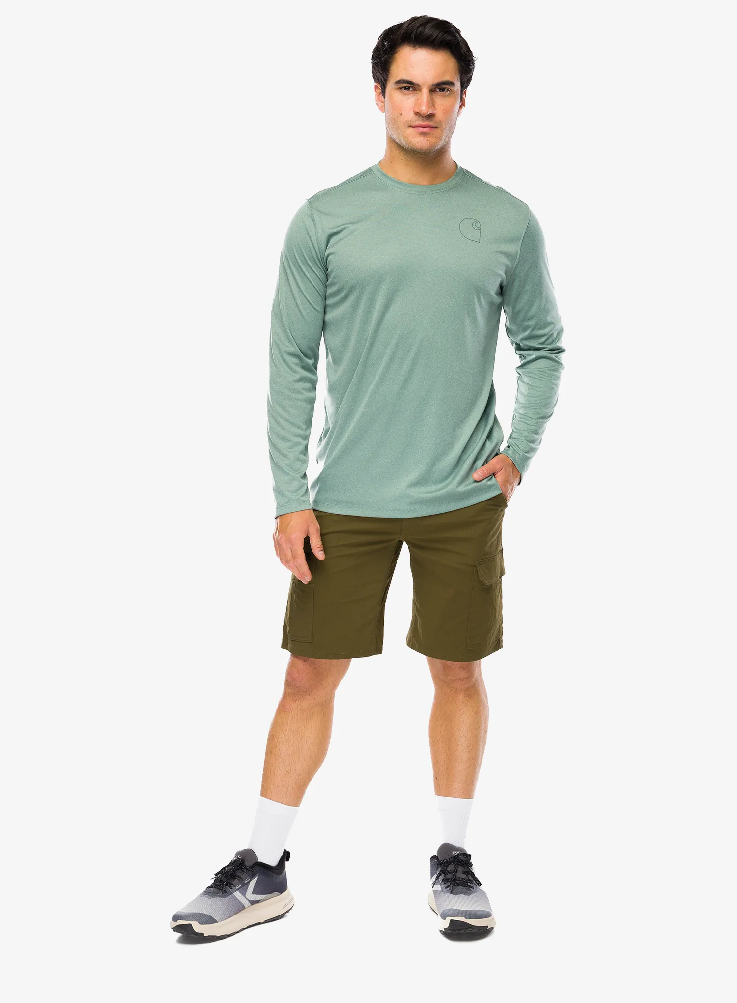 Mikina bez kapuce Carhartt Force Sun Defender Relaxed LS Logo T-Shirt - green slate heather