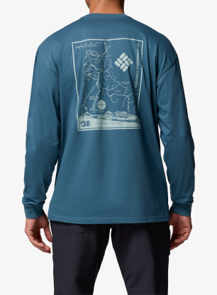 Mikina bez kapuce Columbia Black Butte LS Graphic Tee - everblue/trailmap
