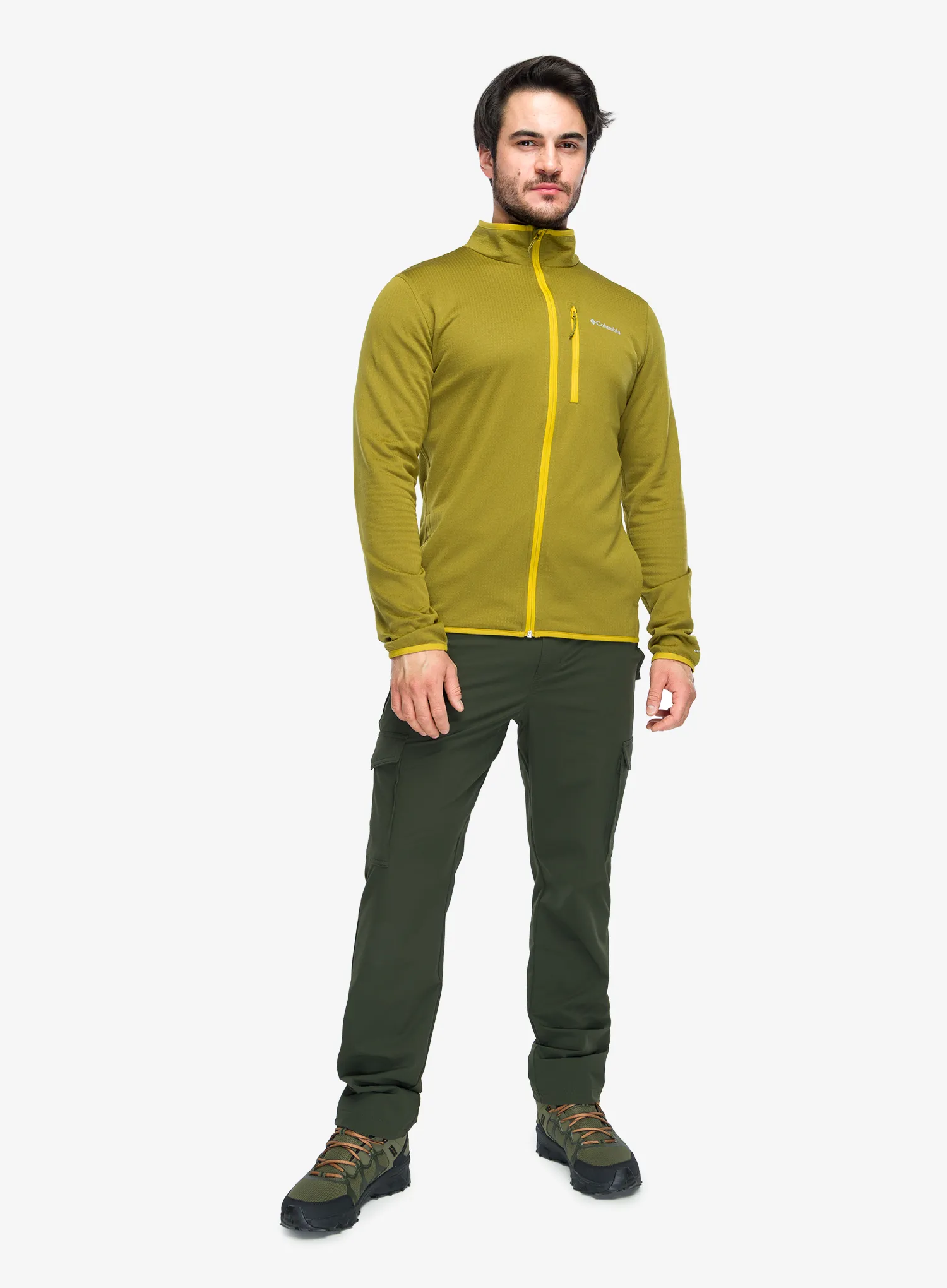 Mikina bez kapuce Columbia Essential Hike Grid Fleece Full Zip - mossy green/antique moss