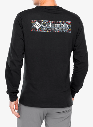 Mikina bez kapuce Columbia Explorers Canyon LS T-Shirt - black/branded blanket