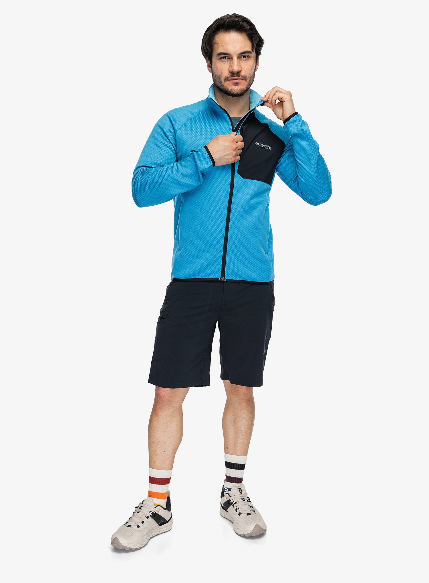 Mikina bez kapuce Columbia Triple Canyon Grid Fleece Full Zip II - compass blue heather/black