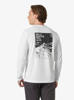 Mikina bez kapuce Helly Hansen Skog Graphic LS Tee - white