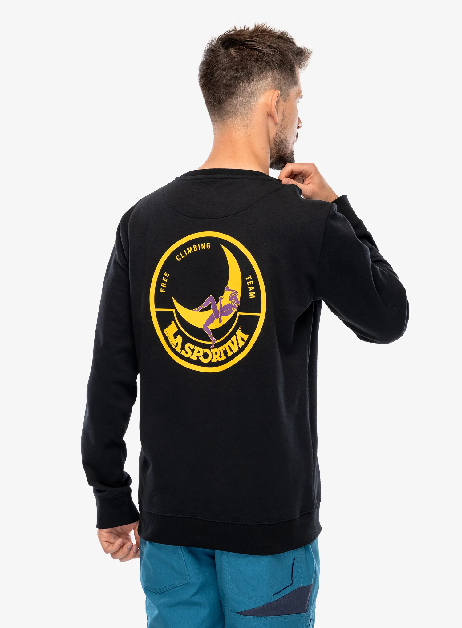 Mikina bez kapuce La Sportiva Climbing on the Moon Sweatshirt - black/yellow