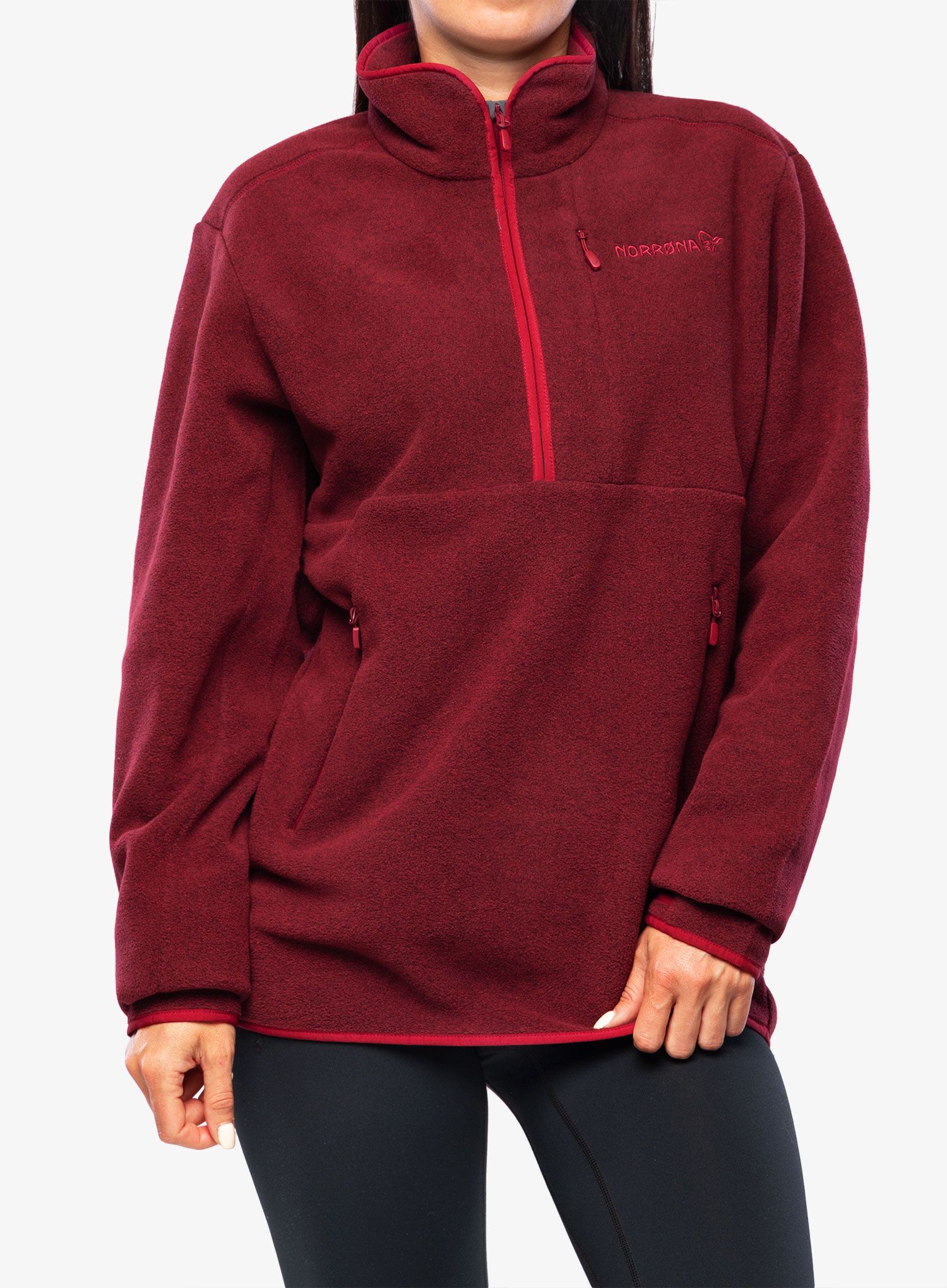 Mikina bez kapuce Norrona Warm2 Halfzip Unisex – rhubarb melange