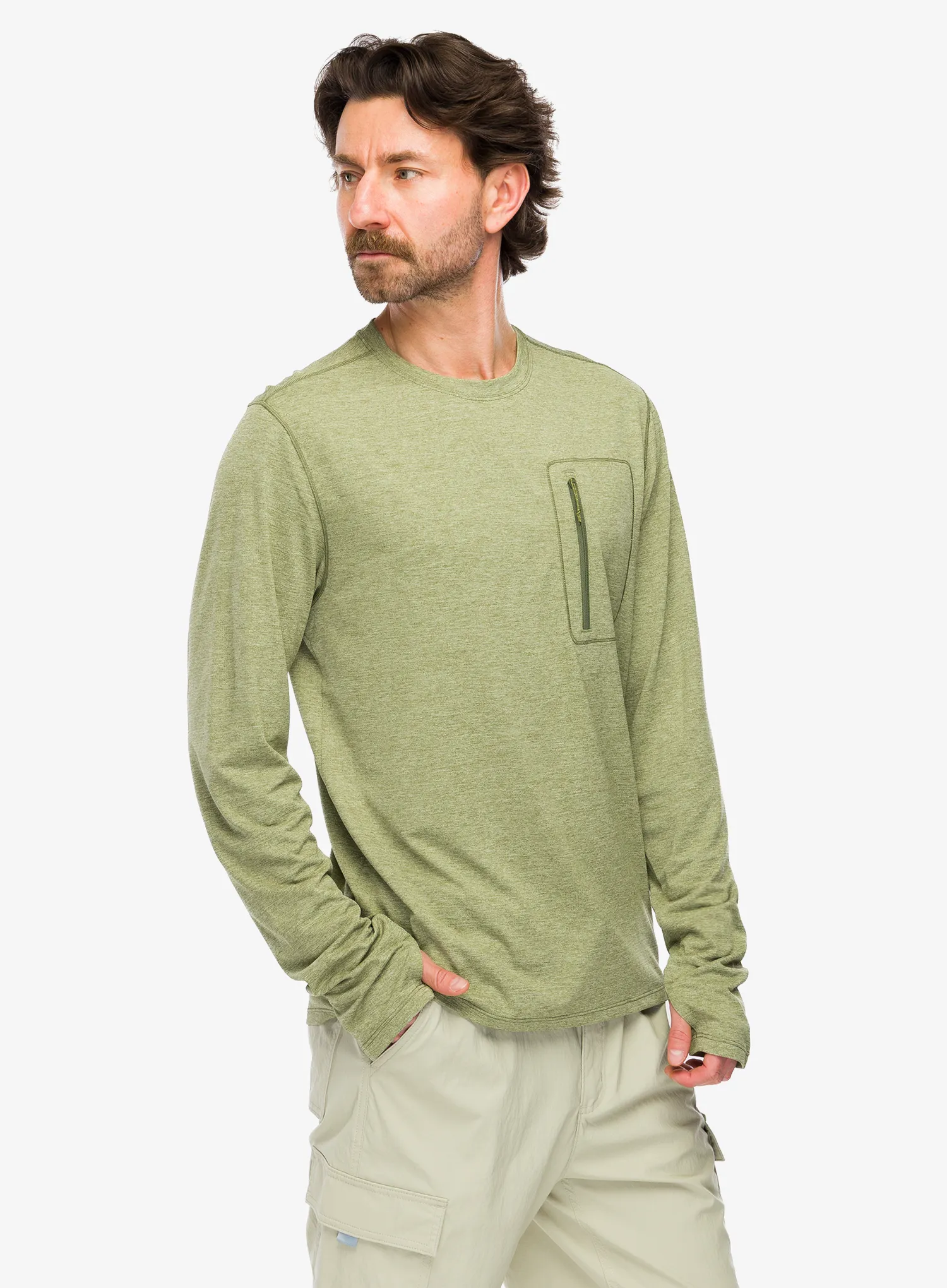 Mikina bez kapuce Patagonia L/S Cap Cool Sun Shirt - caper green/buckhorn grn x-dye