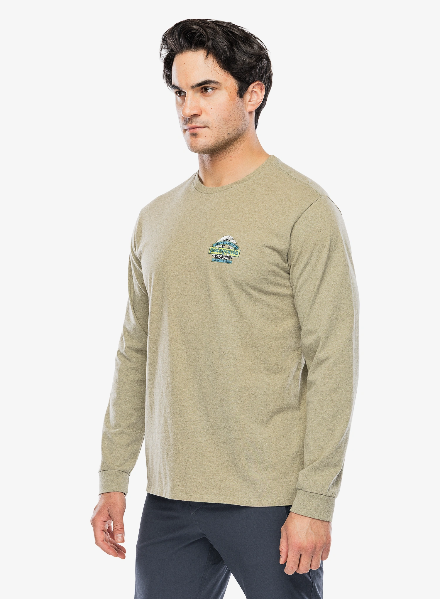 Mikina bez kapuce Patagonia L/S Great Waves Responsibili-Tee - gumtree green