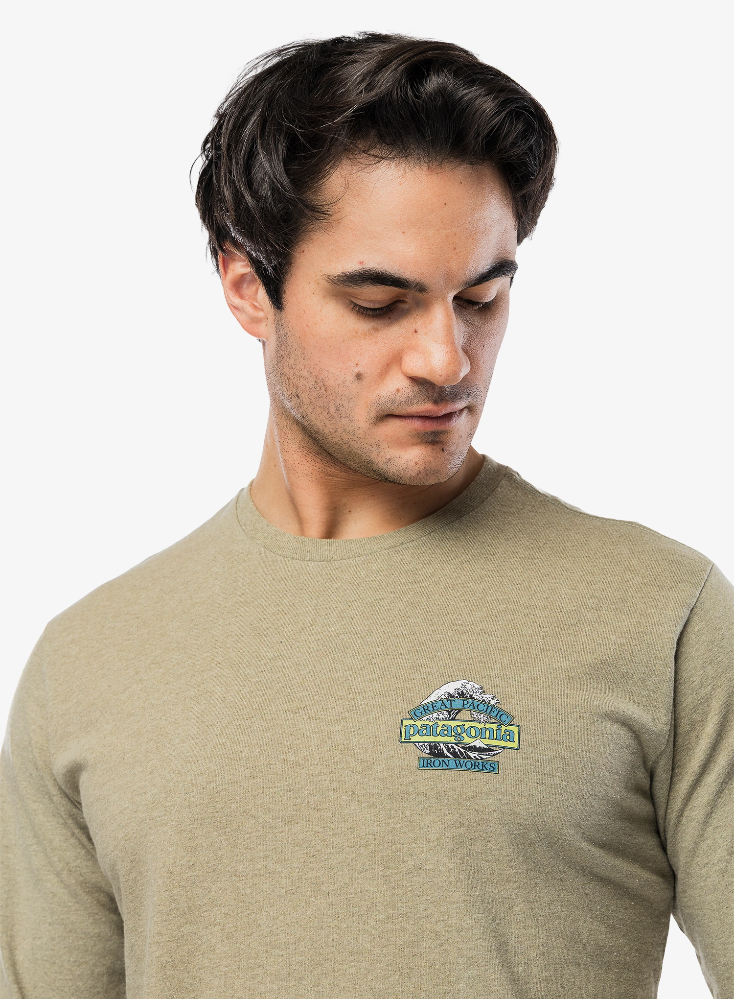 Mikina bez kapuce Patagonia L/S Great Waves Responsibili-Tee - gumtree green