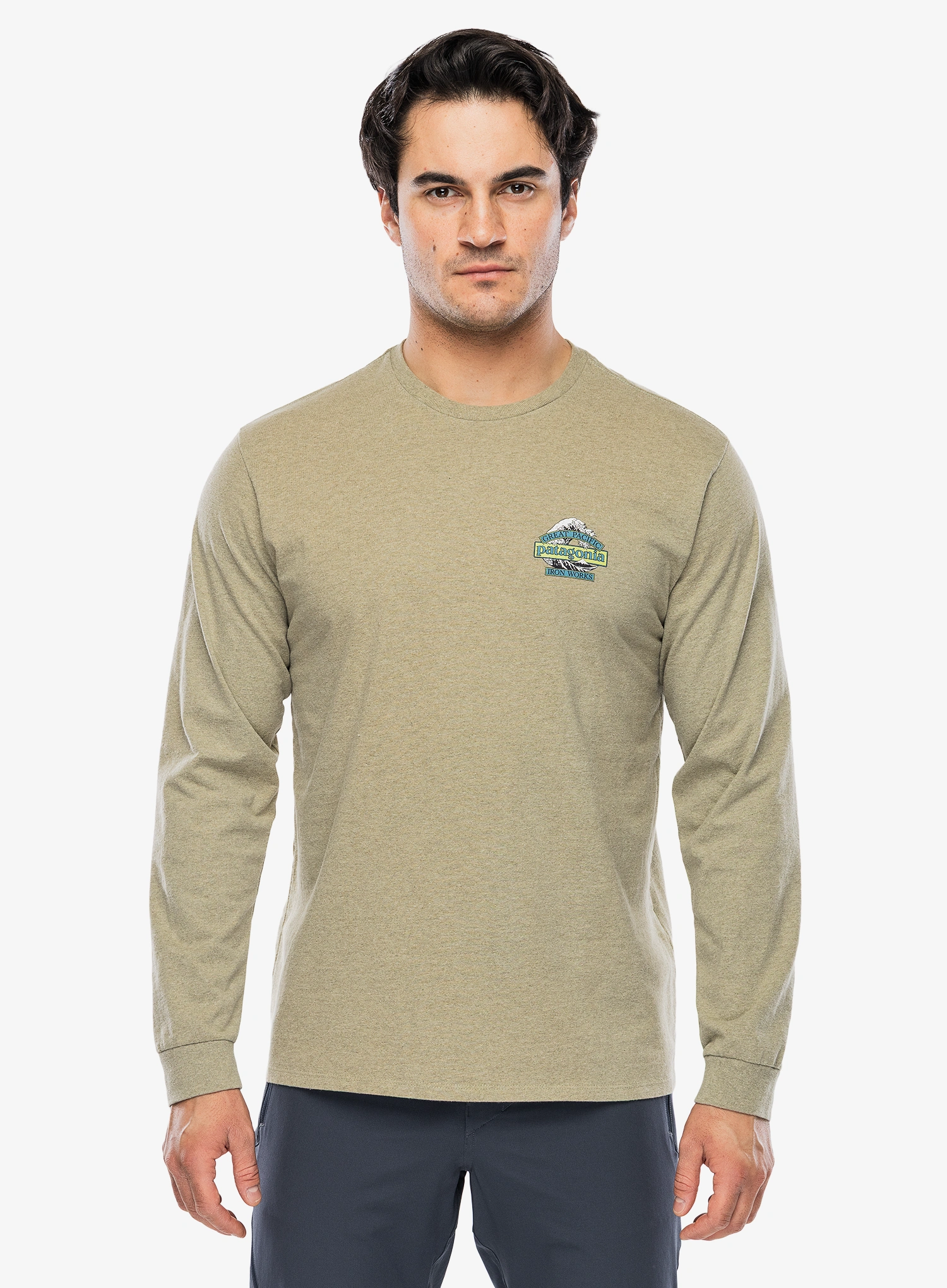Mikina bez kapuce Patagonia L/S Great Waves Responsibili-Tee - gumtree green