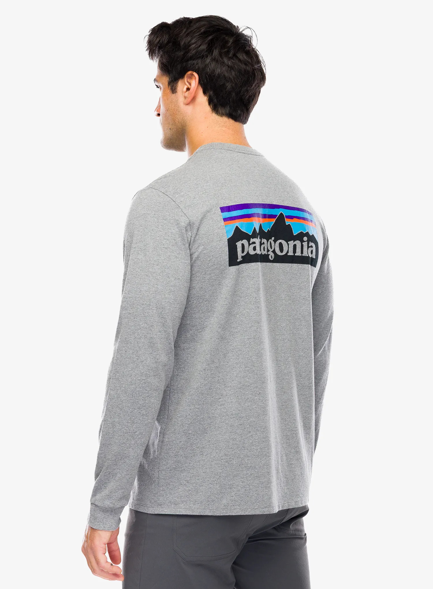 Mikina bez kapuce Patagonia L/S P-6 Logo Responsibili-Tee - gravel heather