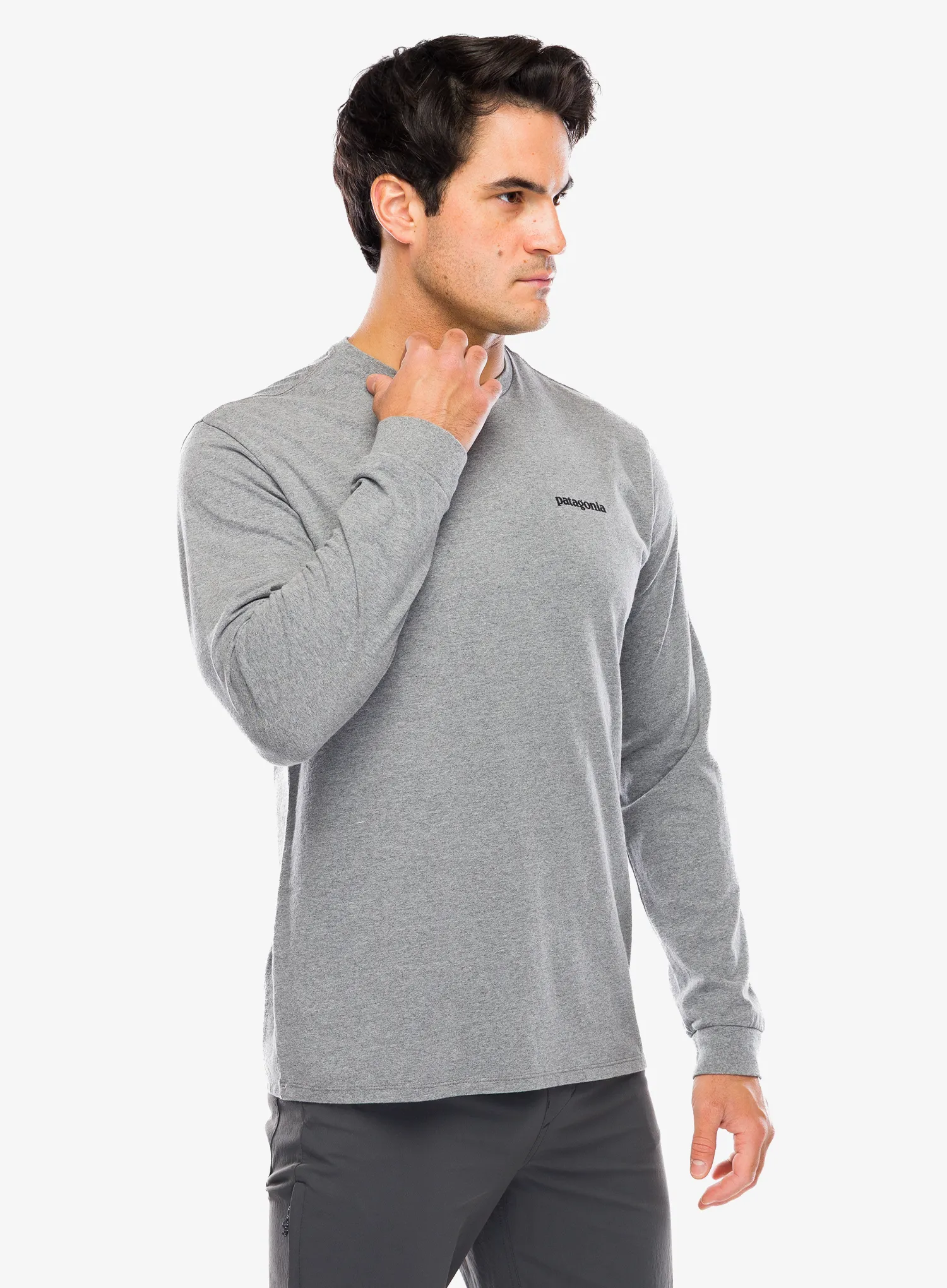 Mikina bez kapuce Patagonia L/S P-6 Logo Responsibili-Tee - gravel heather
