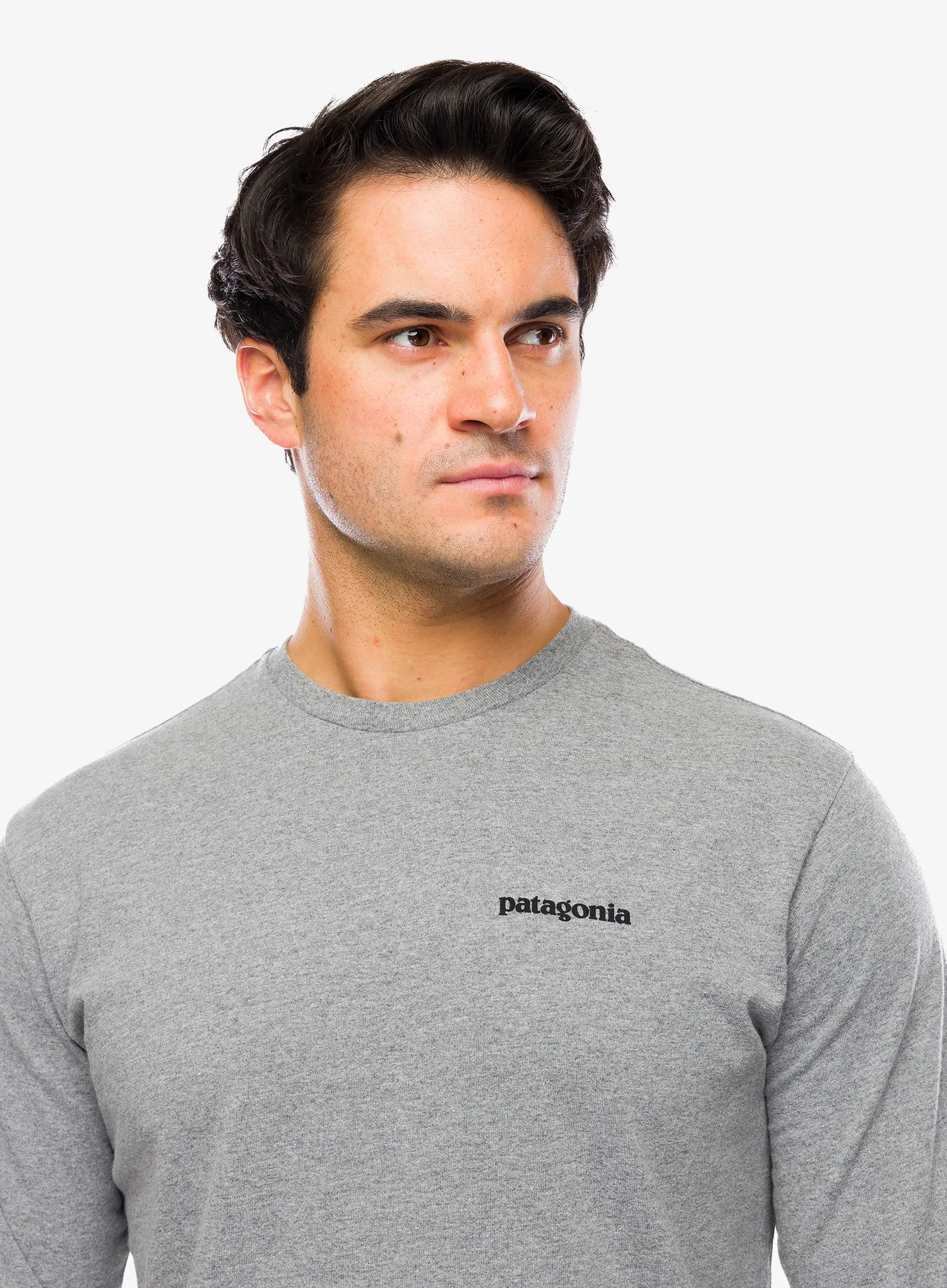 Mikina bez kapuce Patagonia L/S P-6 Logo Responsibili-Tee - gravel heather