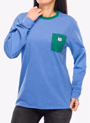 Mikina bez kapuce Patagonia L/S Shop Sticker Pocket Responsibili-Tee - abundant blue