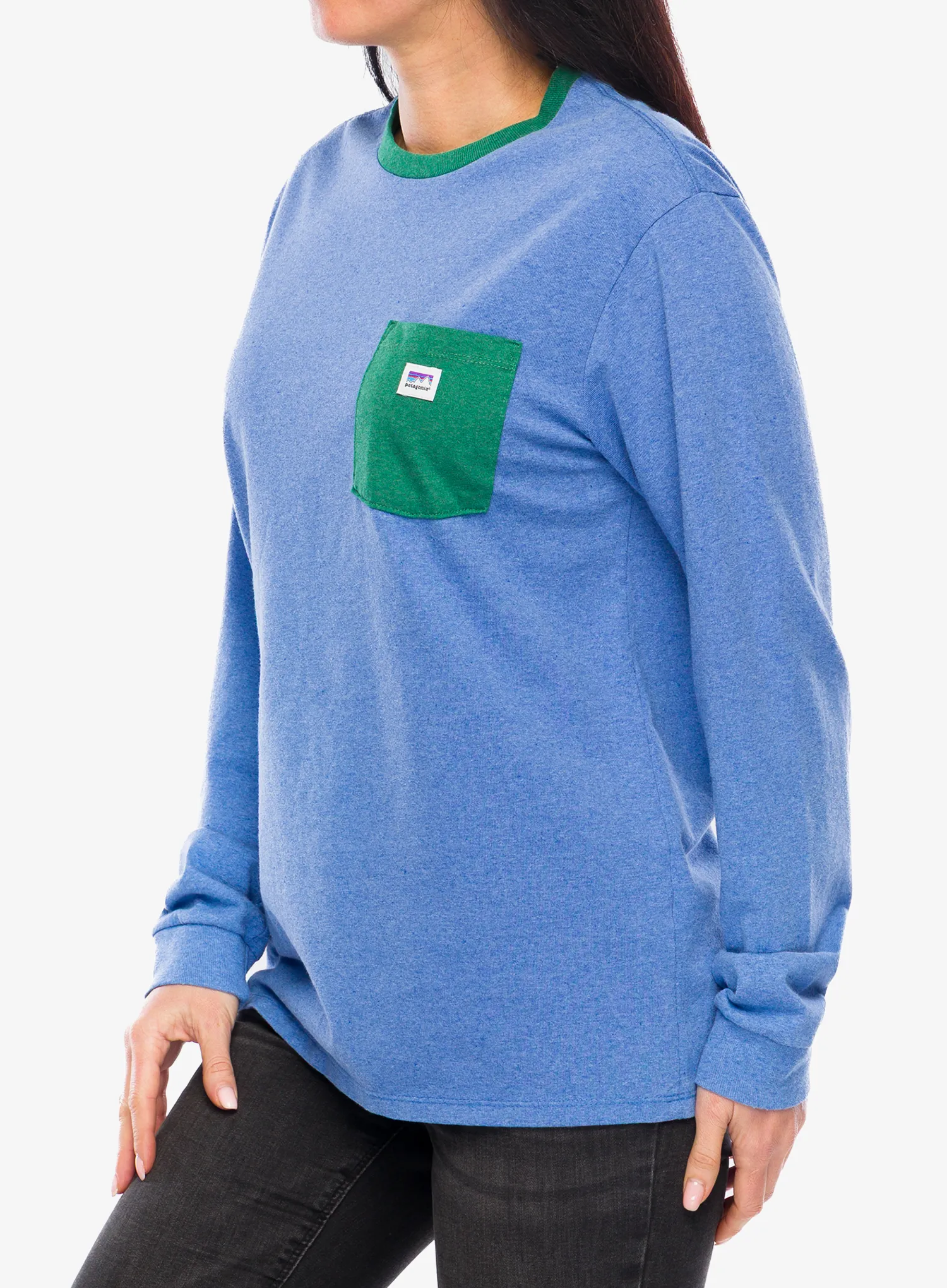 Mikina bez kapuce Patagonia L/S Shop Sticker Pocket Responsibili-Tee - abundant blue