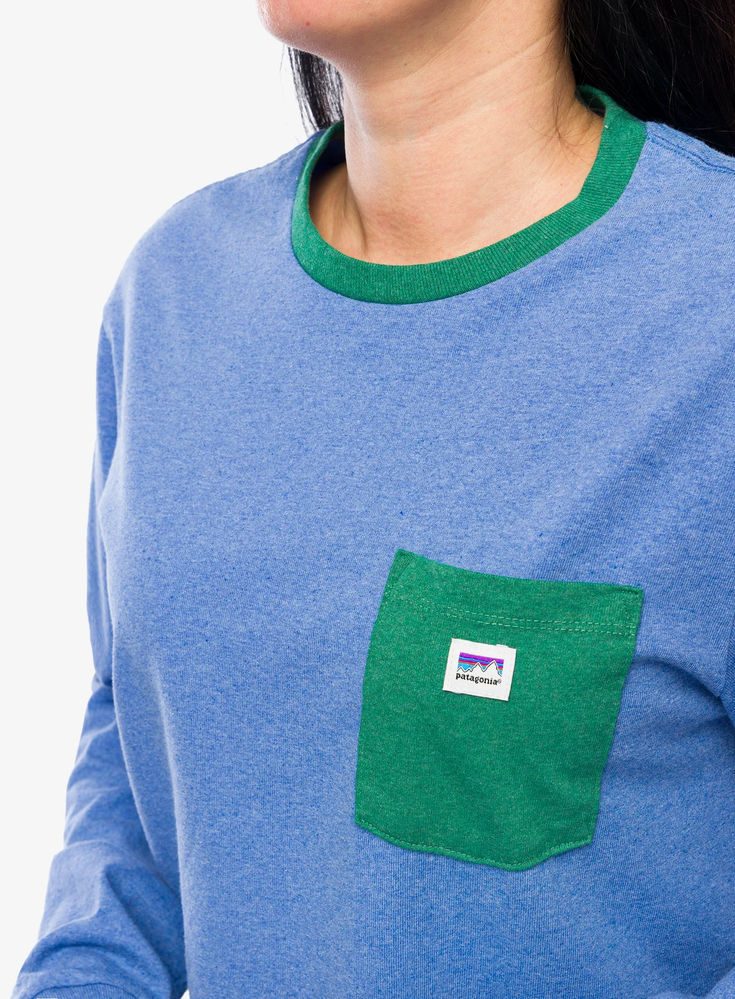 Mikina bez kapuce Patagonia L/S Shop Sticker Pocket Responsibili-Tee - abundant blue