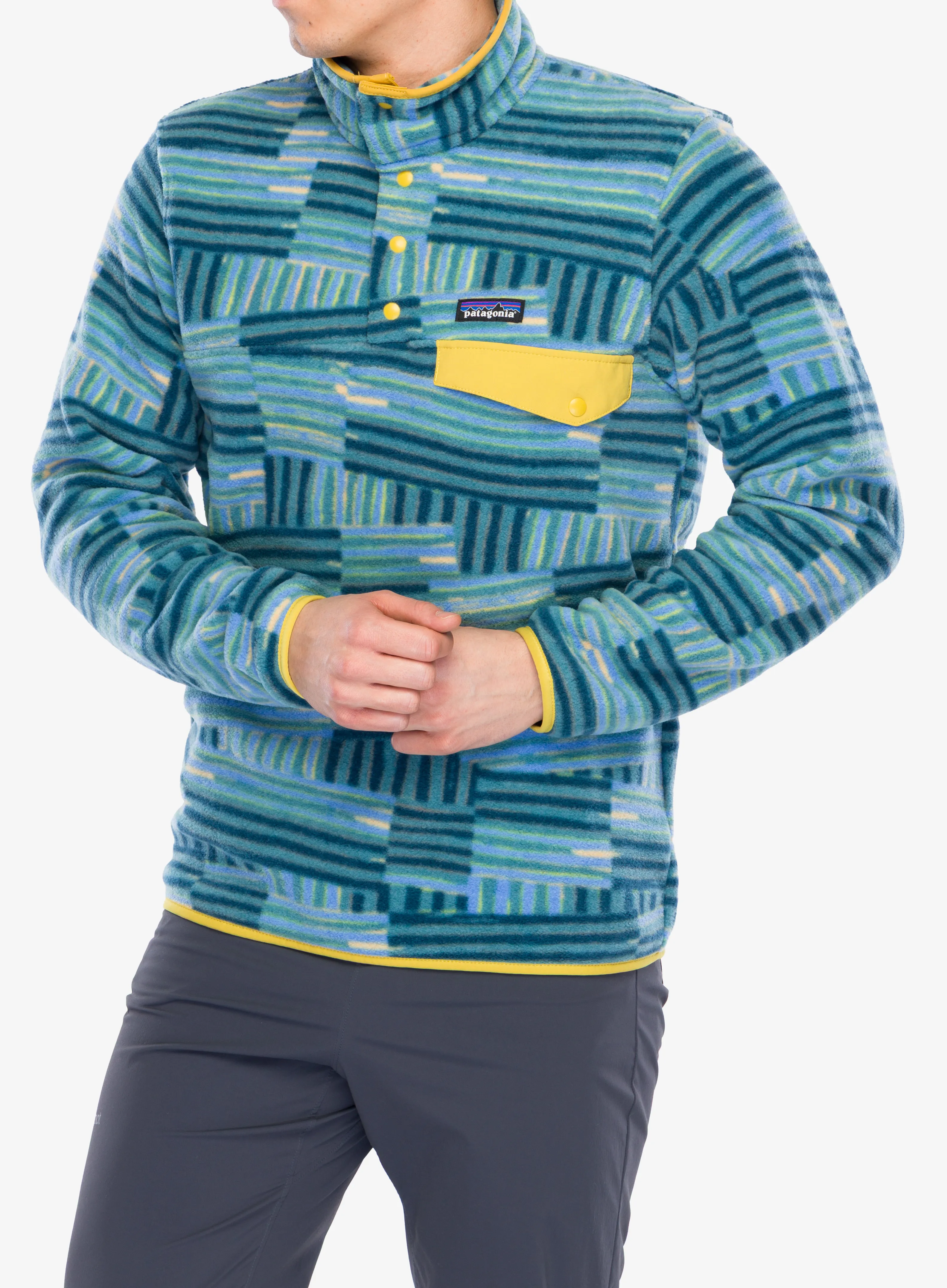 Mikina bez kapuce Patagonia Lightweight Synch Snap-T Pullover - quilty fitz/wetland blue