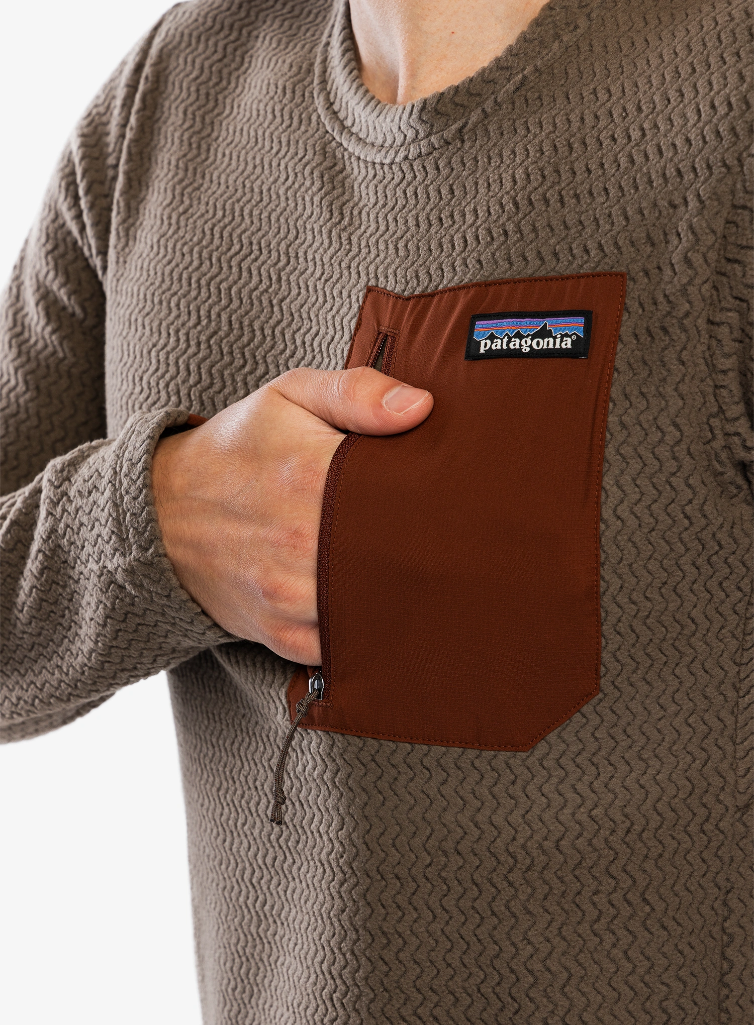 Mikina bez kapuce Patagonia R1 Air Crew - marlow brown