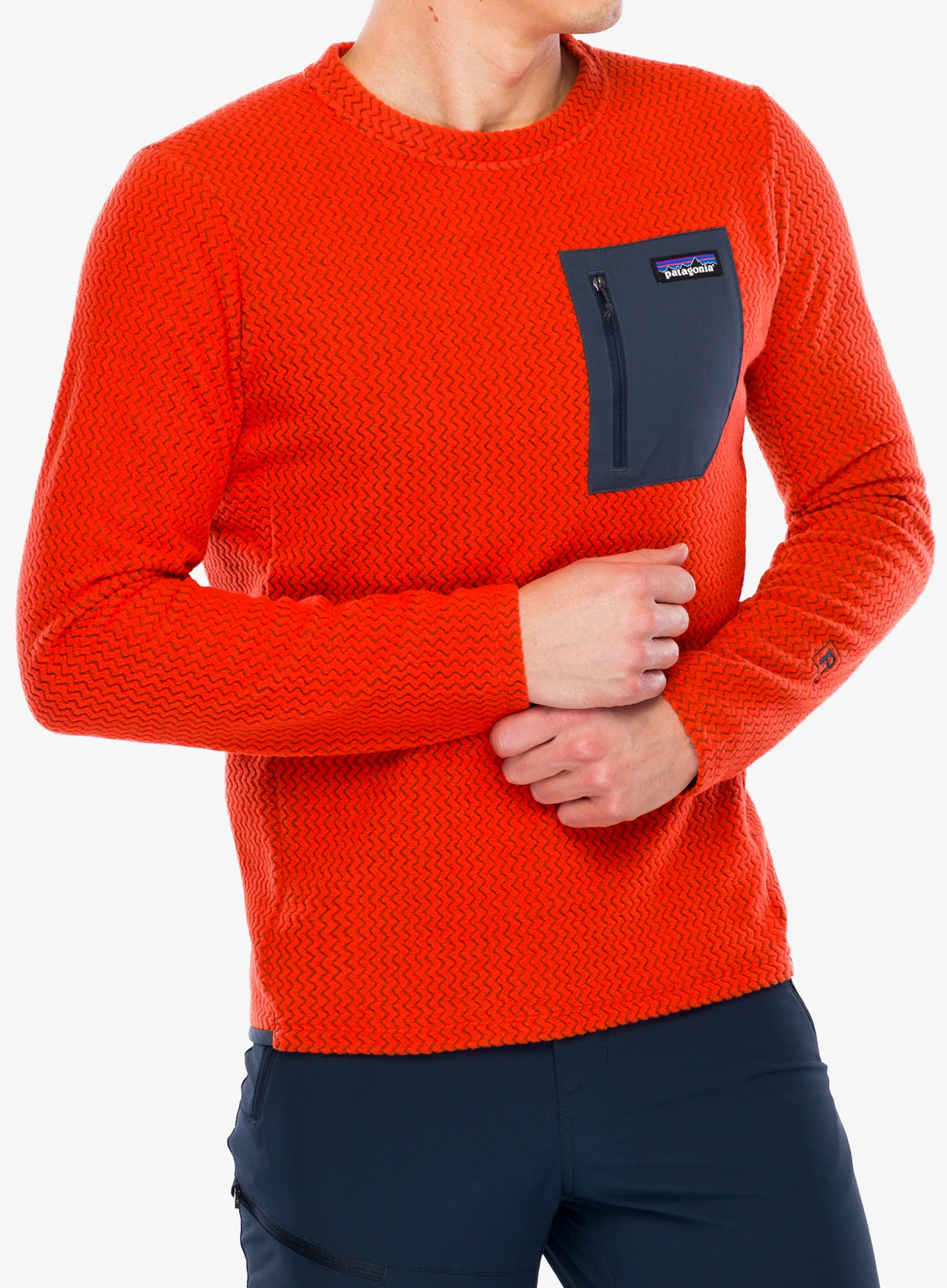 Mikina bez kapuce Patagonia R1 Air Crew - pollinator orange