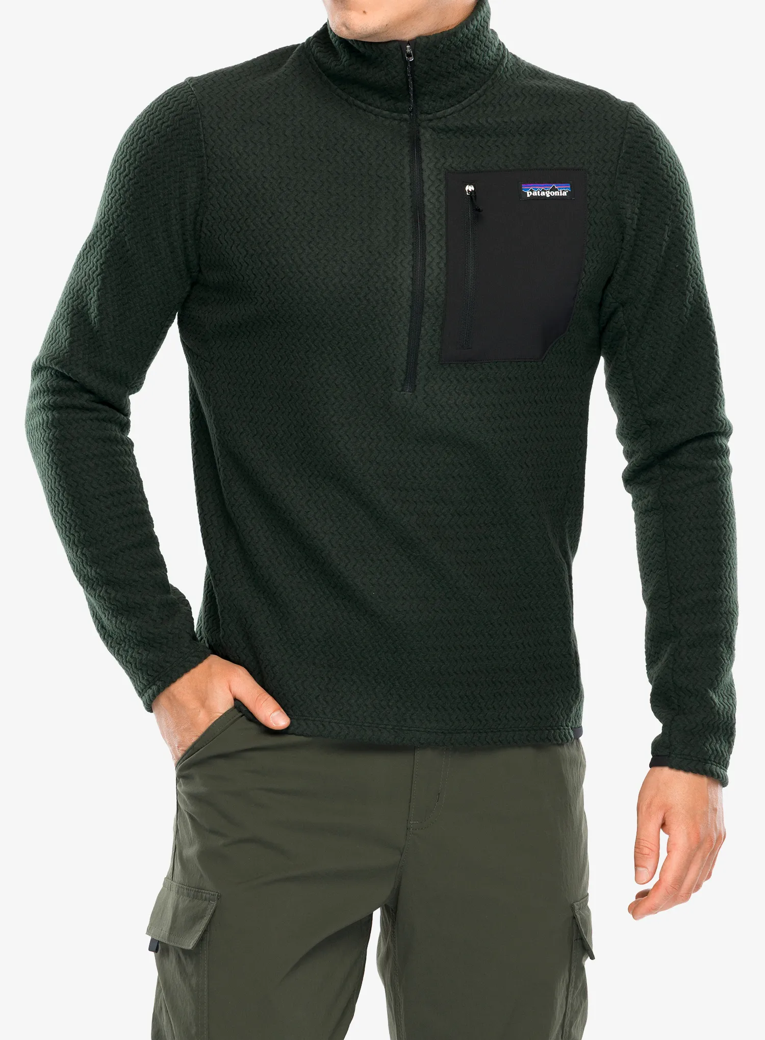 Mikina bez kapuce Patagonia R1 Air Zip Neck - old growth green