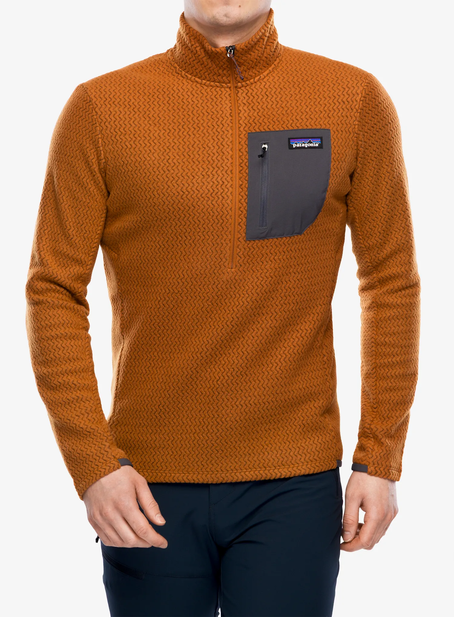 Mikina bez kapuce Patagonia R1 Air Zip Neck - robin brown