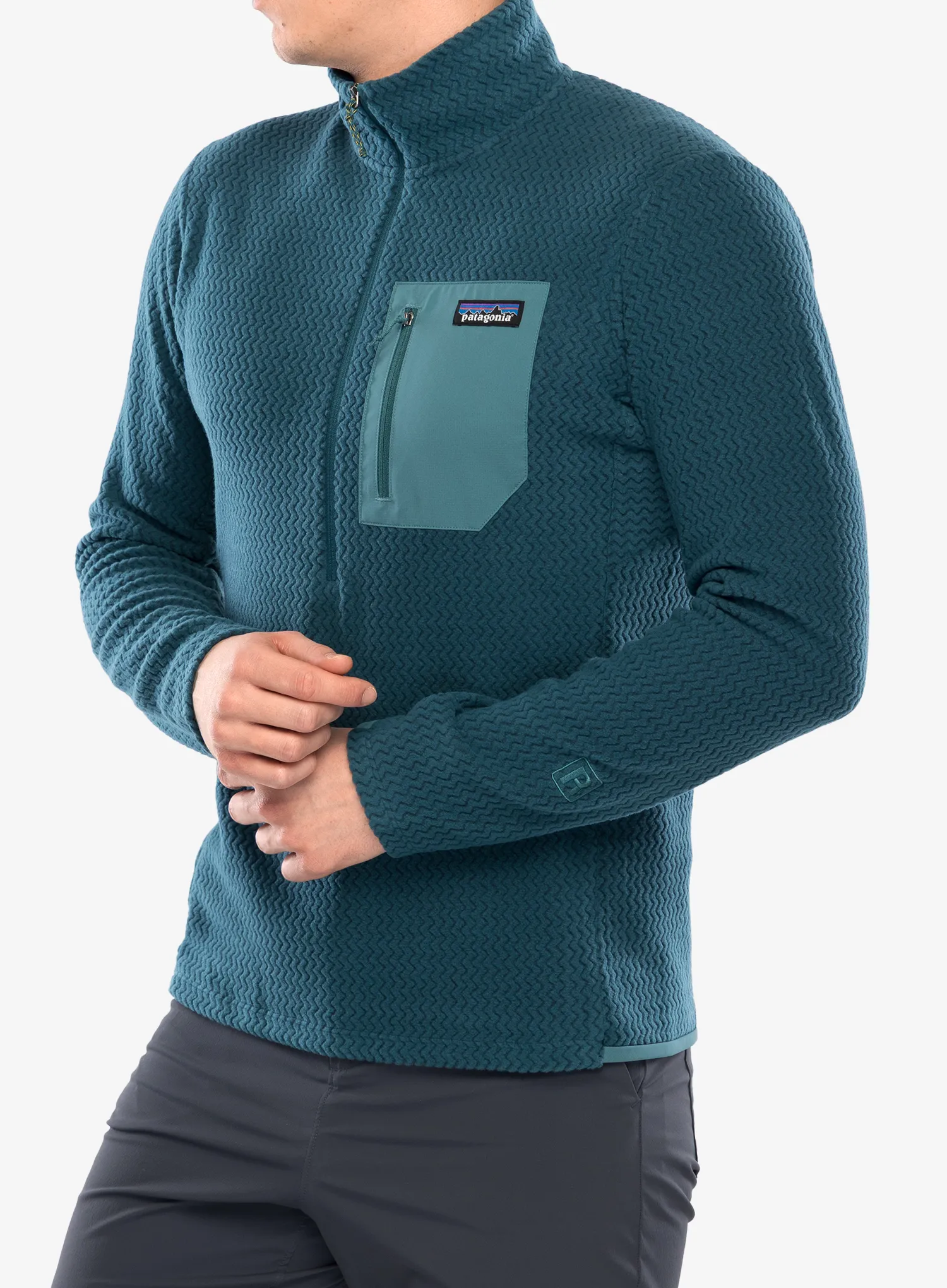 Mikina bez kapuce Patagonia R1 Air Zip Neck - tidal teal