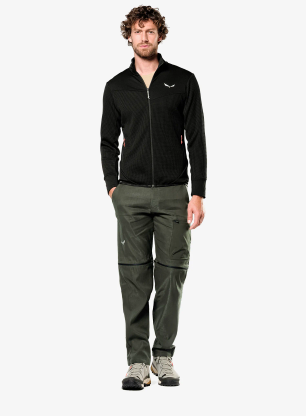 Mikina bez kapuce Salewa Puez Waffle Hyb PL Jacket - black out