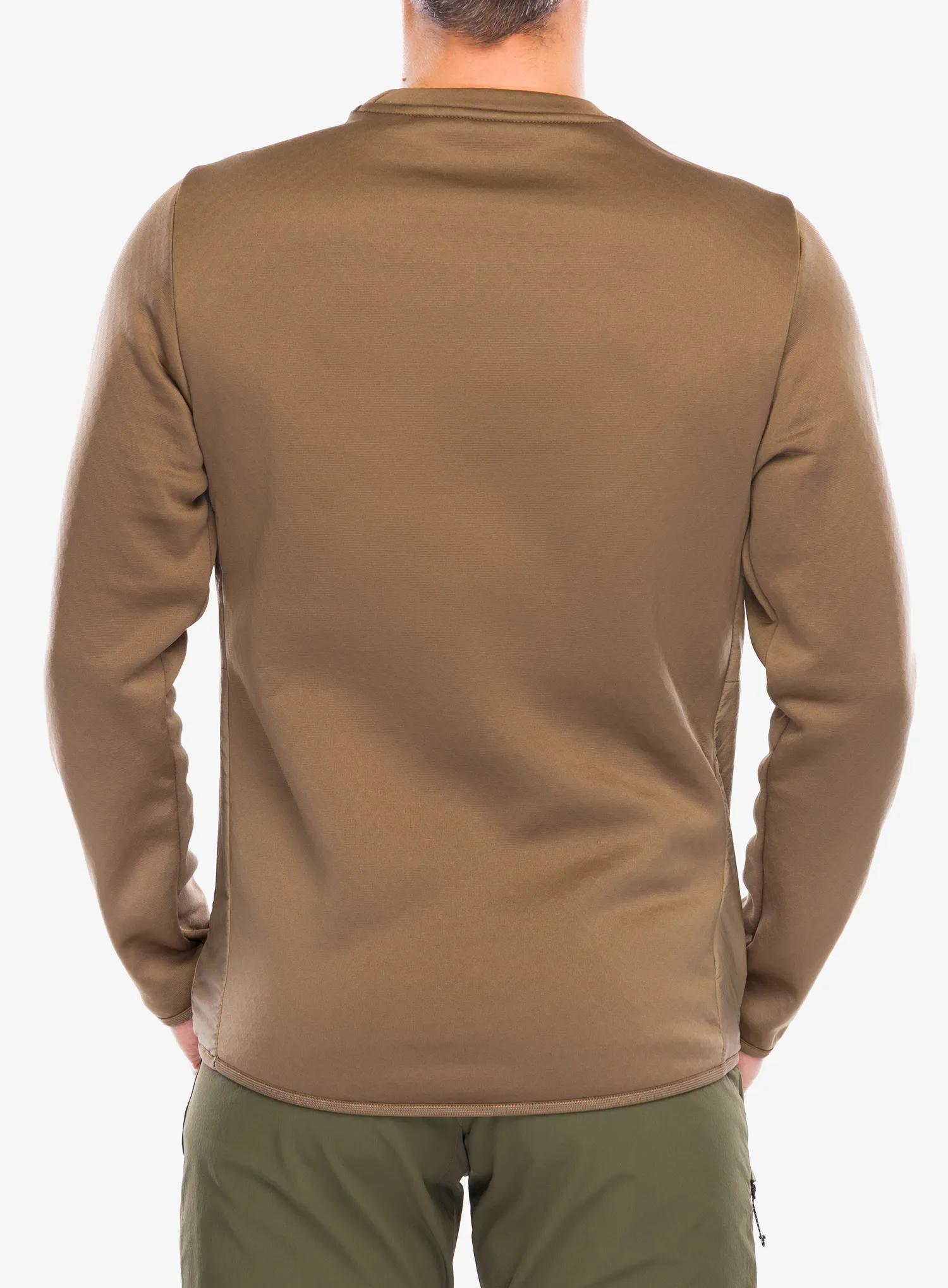 Mikina bez kapuce Salomon Outline Hybrid Warm Pullover - shitake
