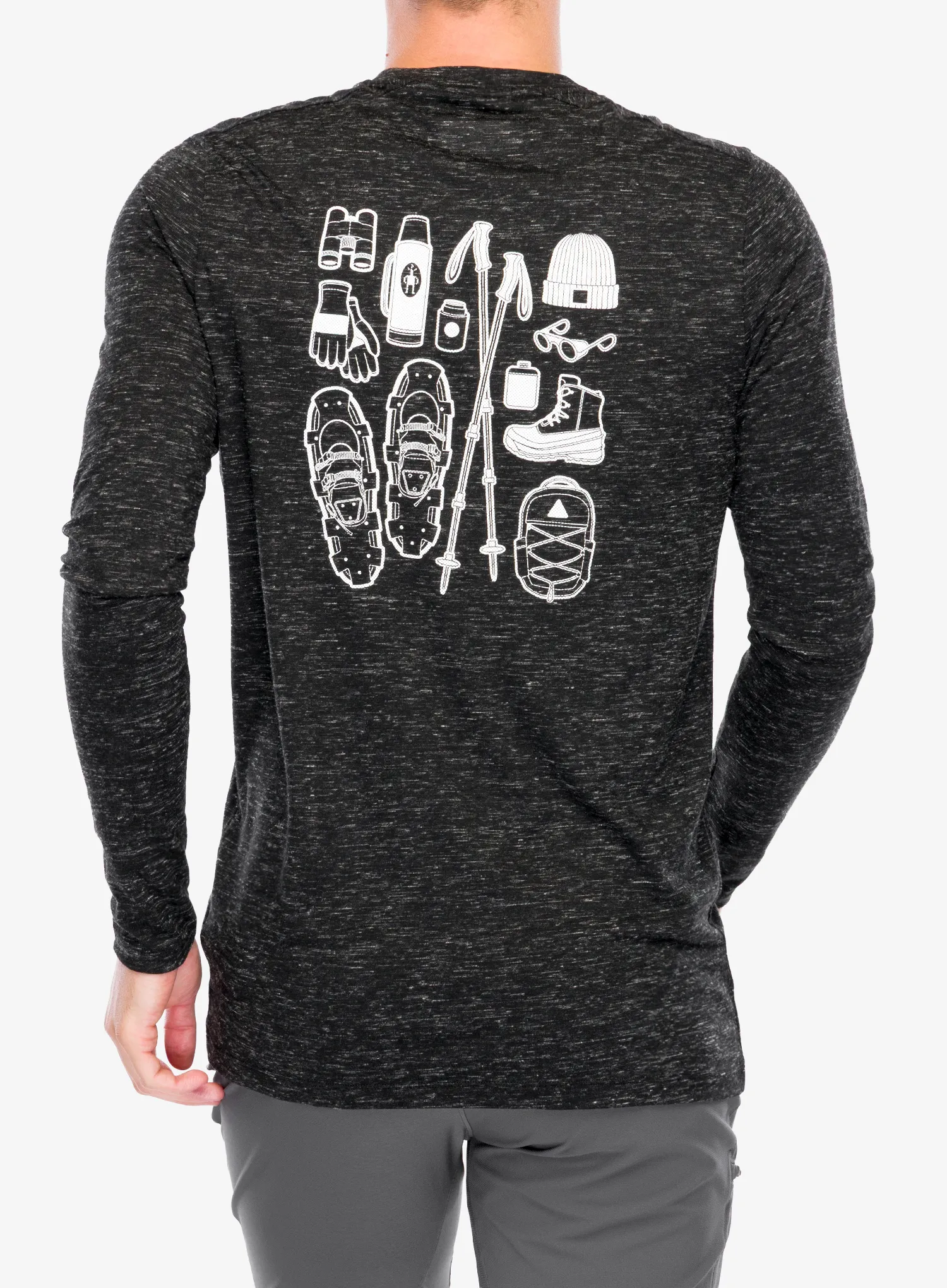 Mikina bez kapuce Smartwool Merino Hemp Blend Gear Up Long Sleeve Graphic Tee - black heather