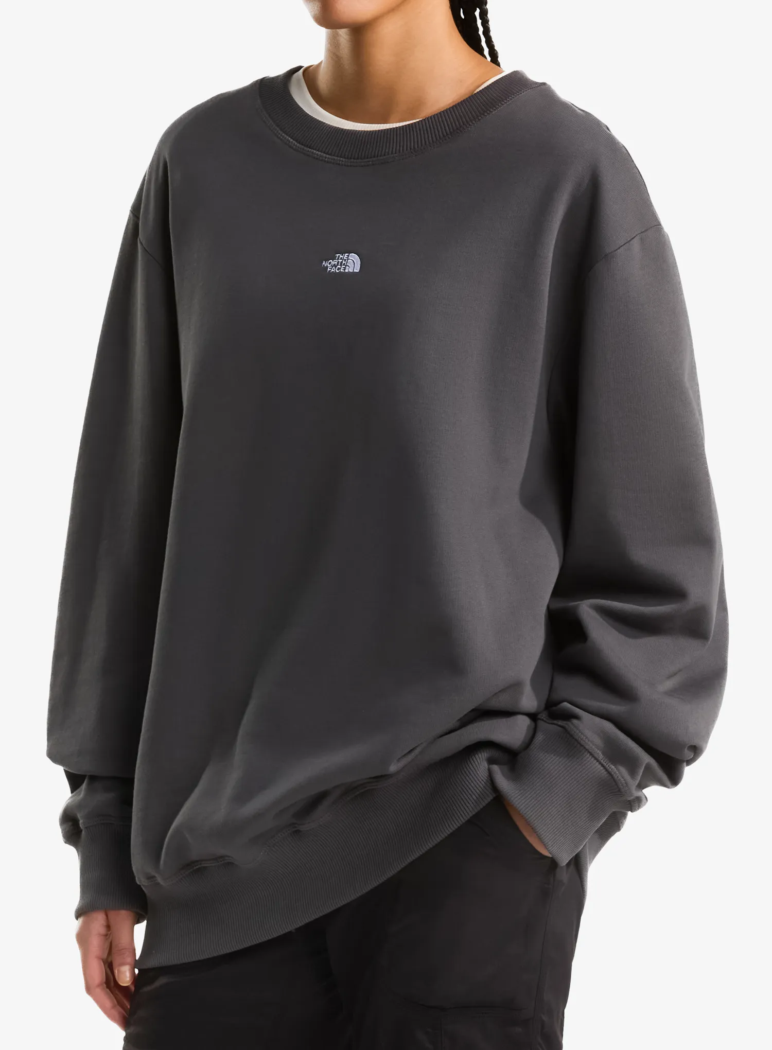 Mikina bez kapuce The North Face Essential Light Relaxed Crew - anthracite grey