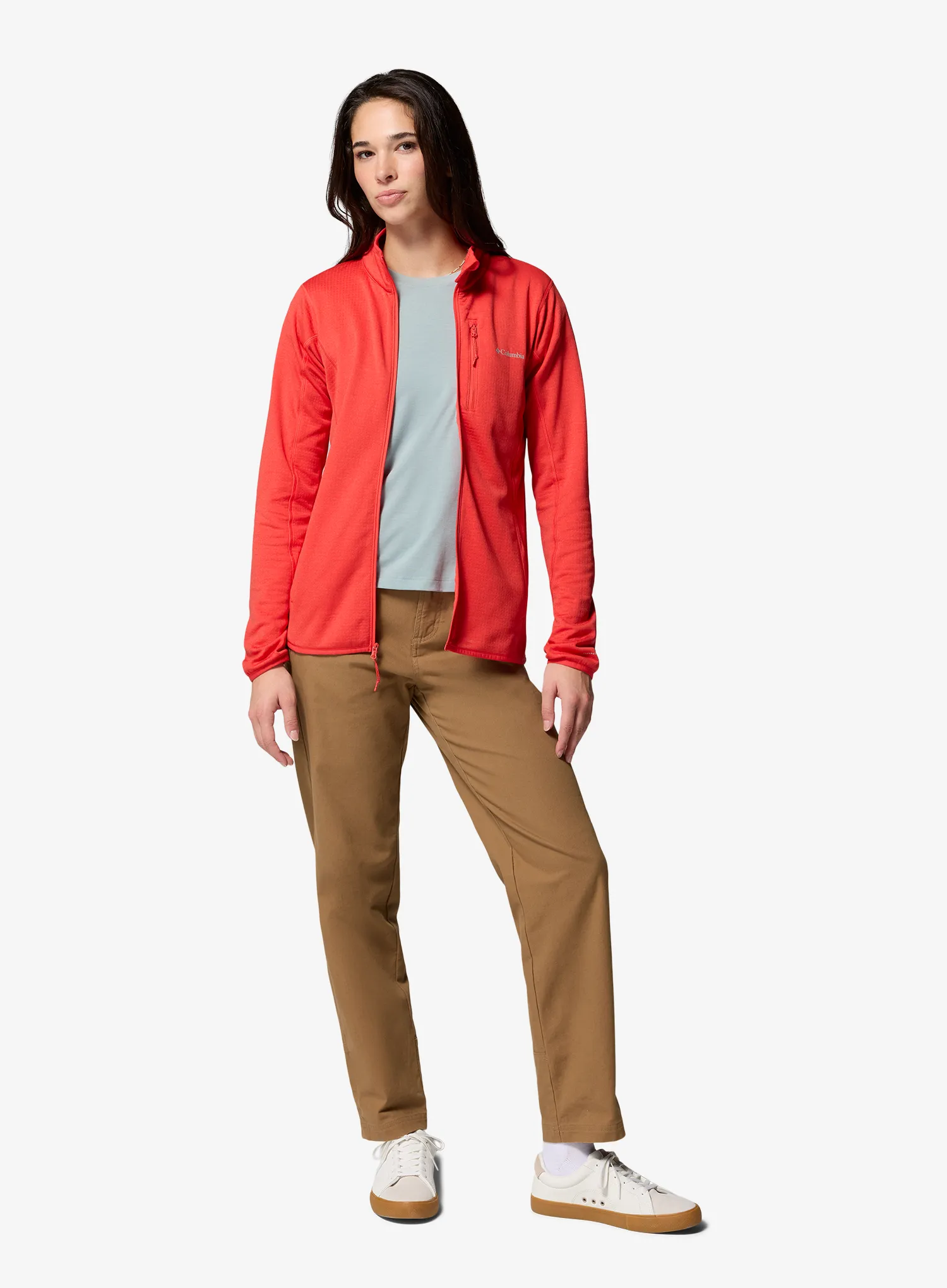 Dámská mikina bez kapuce Columbia Essential Hike Grid Fleece Full Zip - poppy red