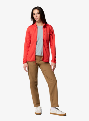 Dámská mikina bez kapuce Columbia Essential Hike Grid Fleece Full Zip - poppy red