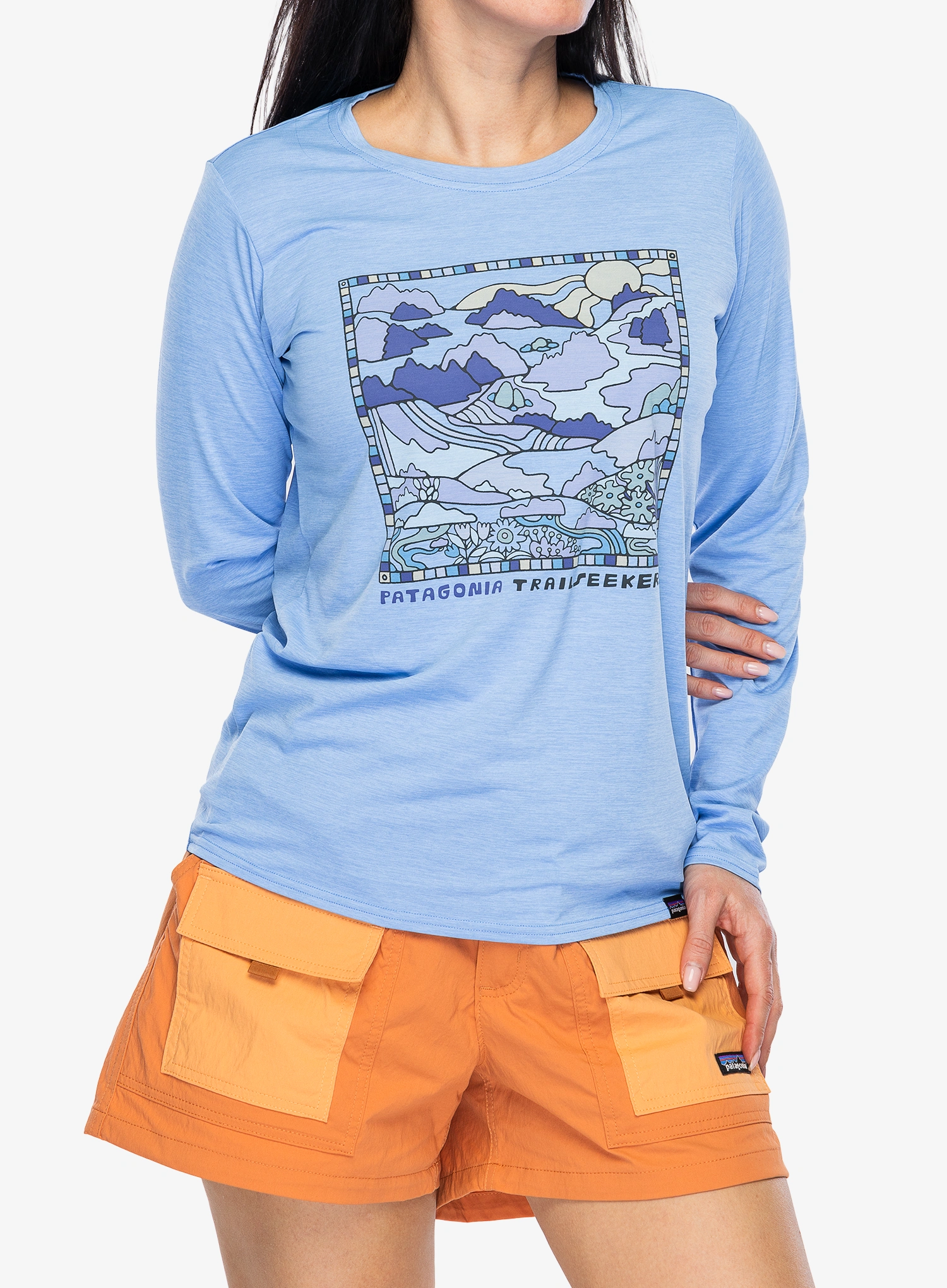 Dámská mikina bez kapuce Patagonia L/S Cap Cool Daily Graphic Shirt Lands - trailseekers/abundant blue