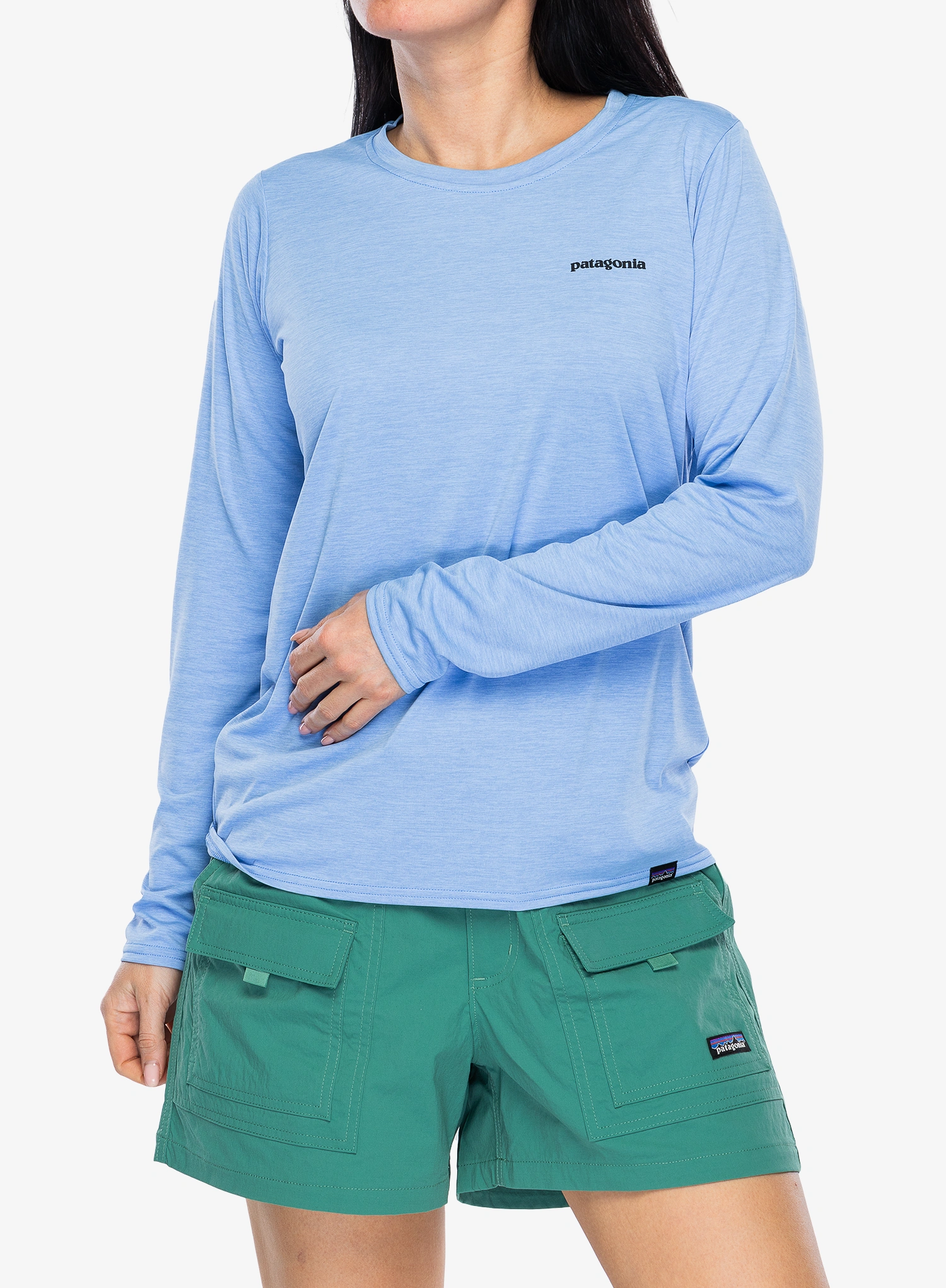Dámská mikina bez kapuce Patagonia L/S Cap Cool Daily Graphic Shirt Waters - fitz roy trout/abundant blue