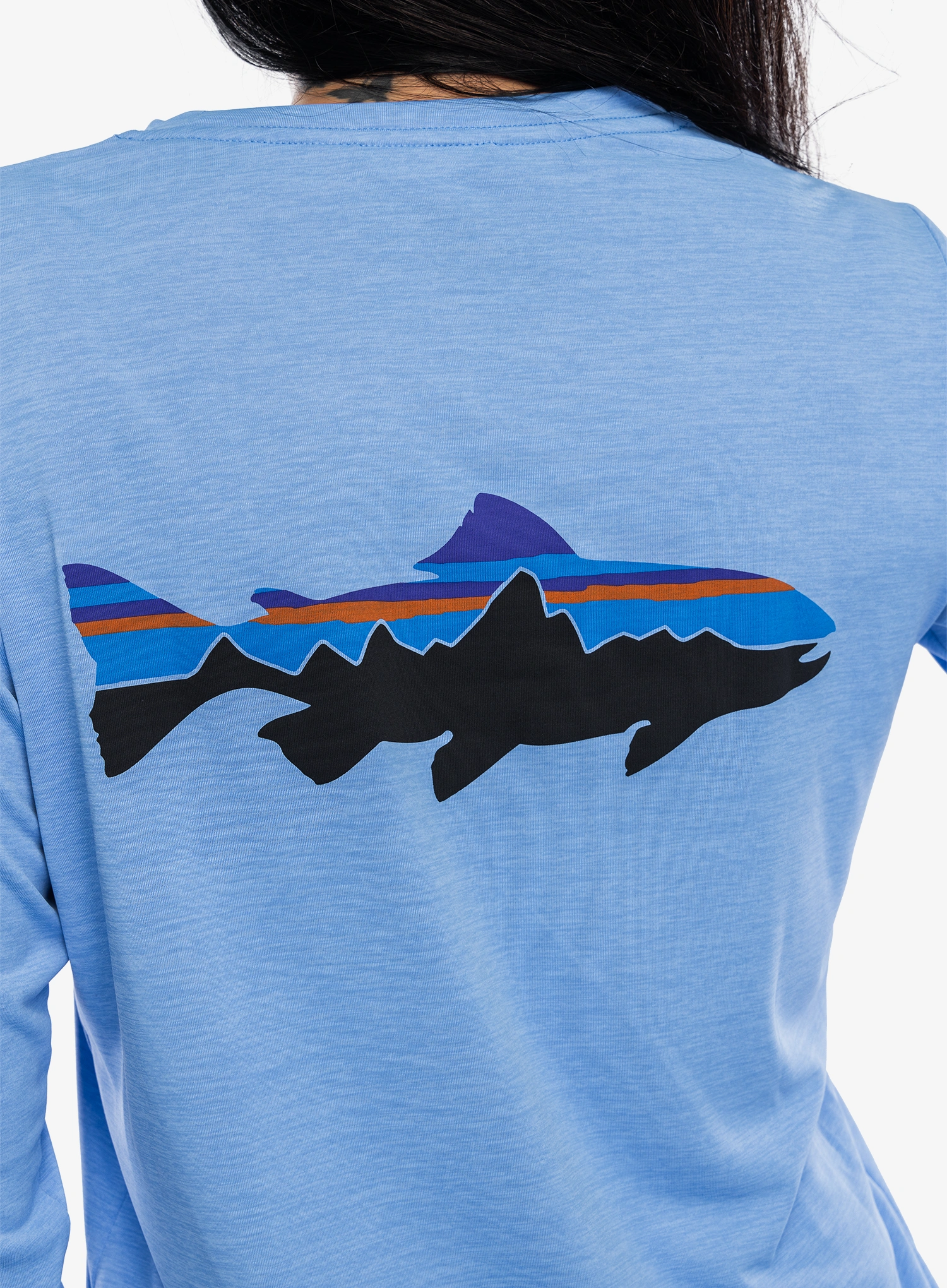 Dámská mikina bez kapuce Patagonia L/S Cap Cool Daily Graphic Shirt Waters - fitz roy trout/abundant blue