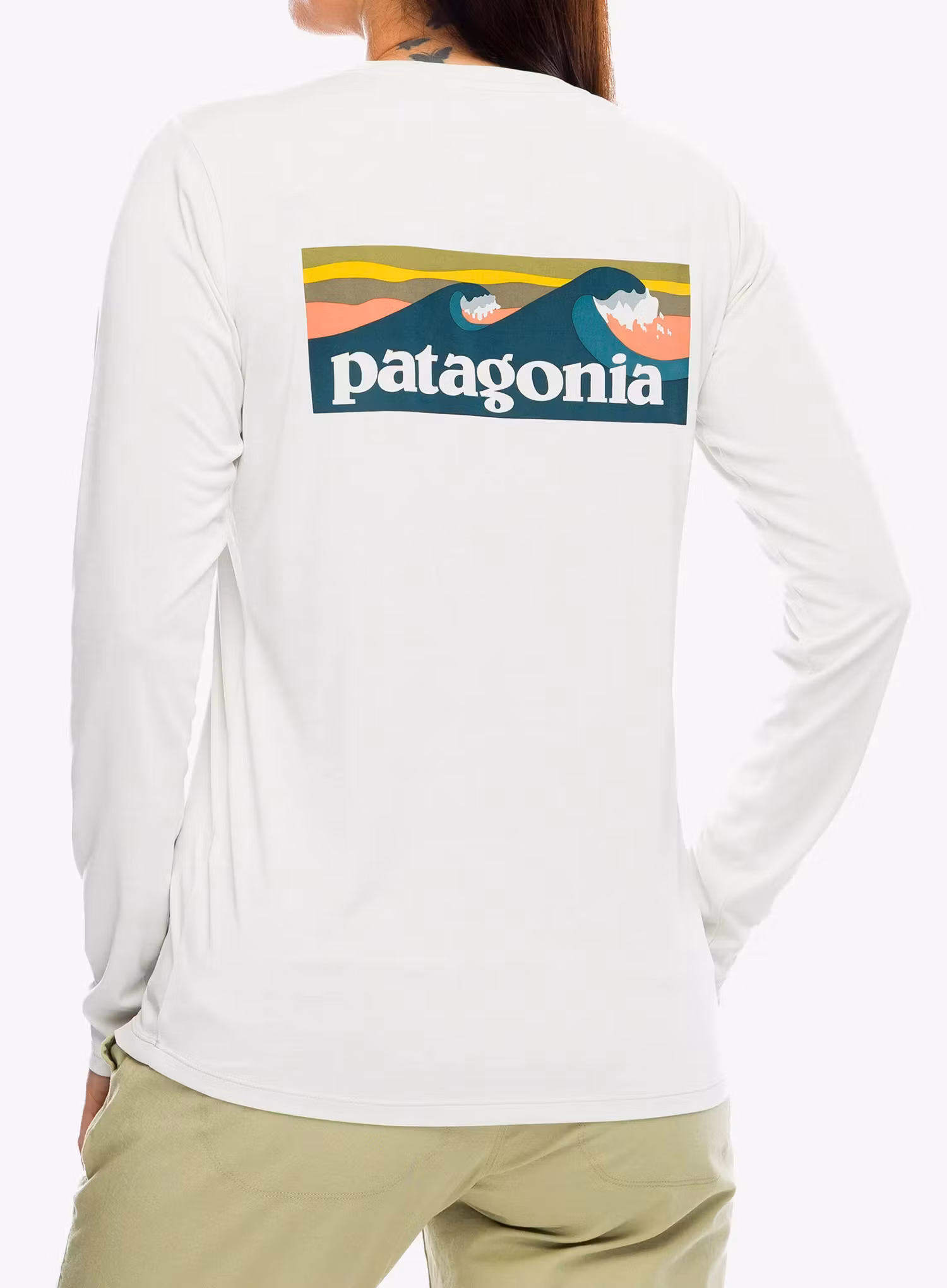 Dámská mikina bez kapuce Patagonia L/S Cap Cool Daily Shirt Boardshort Logo - dyno white