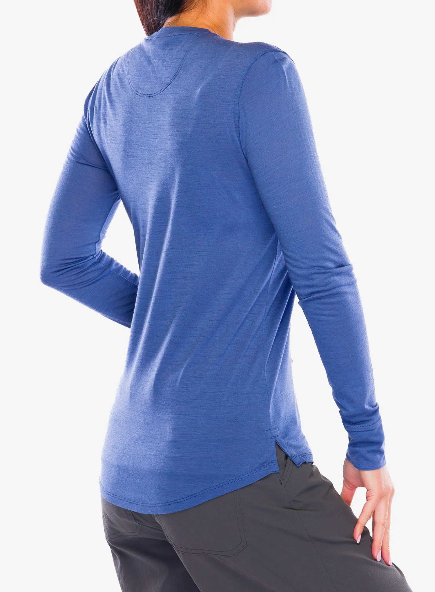 Dámská mikina bez kapuce Patagonia L/S Cap Cool Merino Graphic - strata stripe/current blue