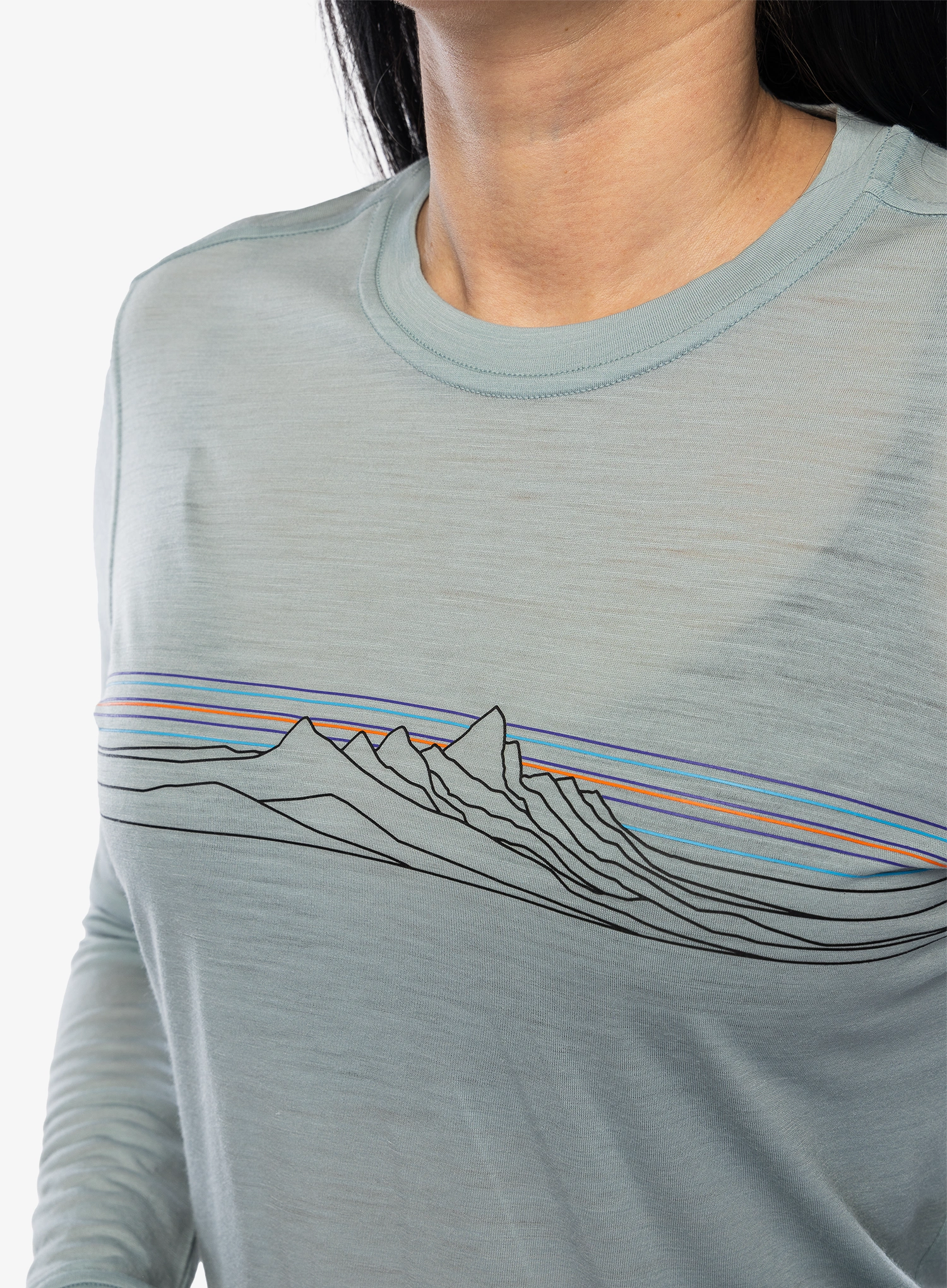 Dámská mikina bez kapuce Patagonia L/S Cap Cool Merino Graphic - strata stripe/thermal blue